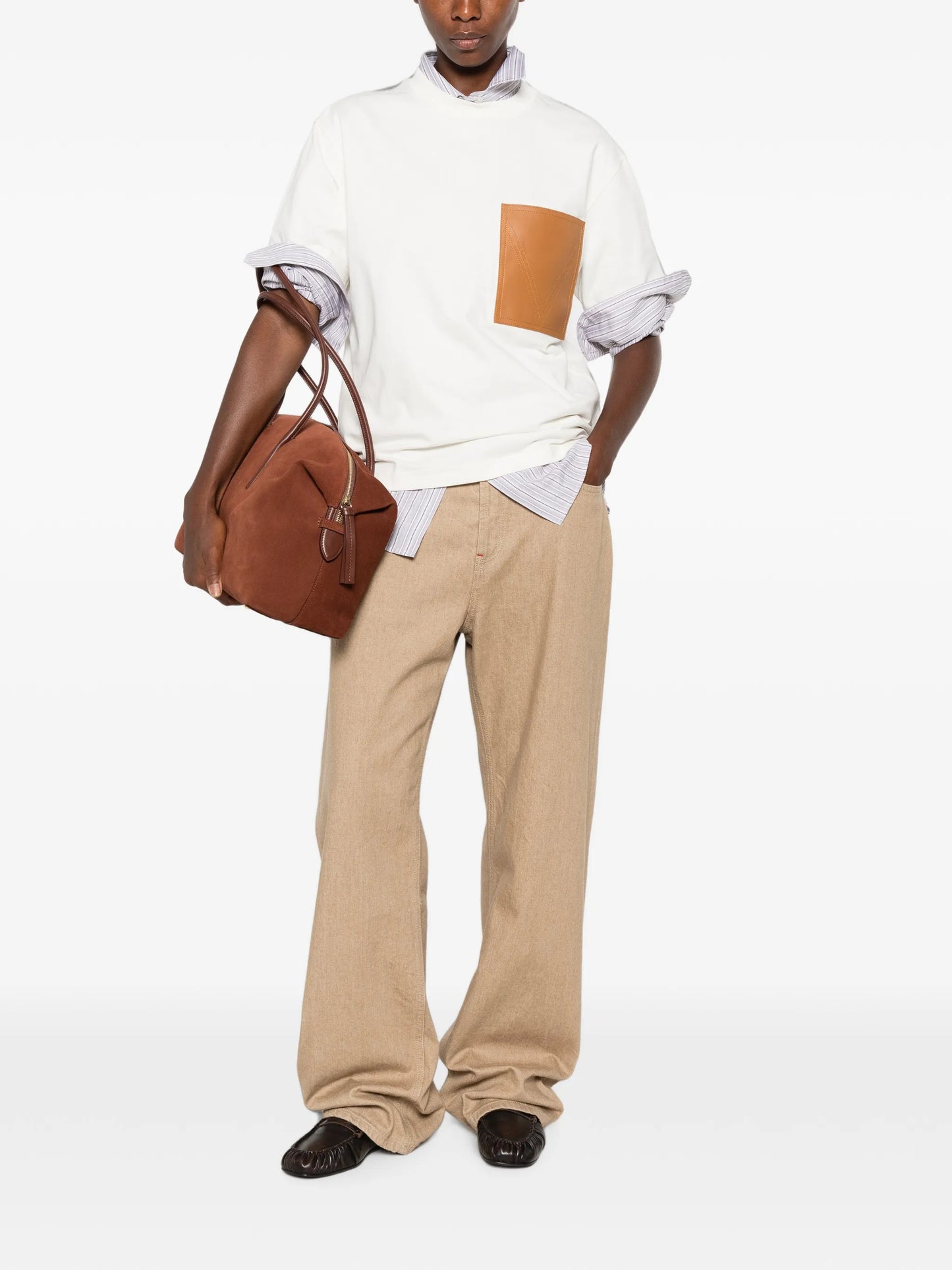 leather-pocket T-shirt