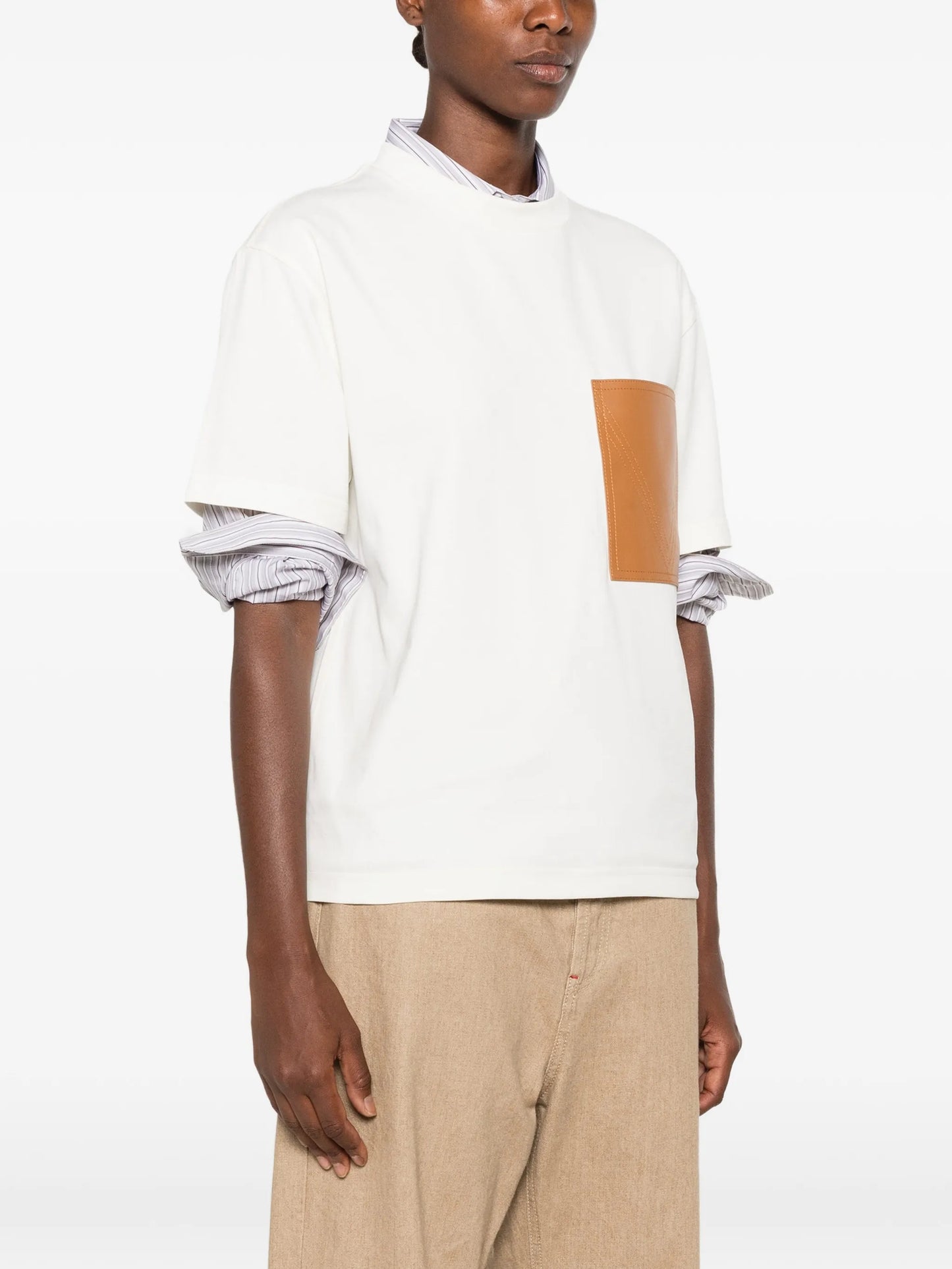 leather-pocket T-shirt
