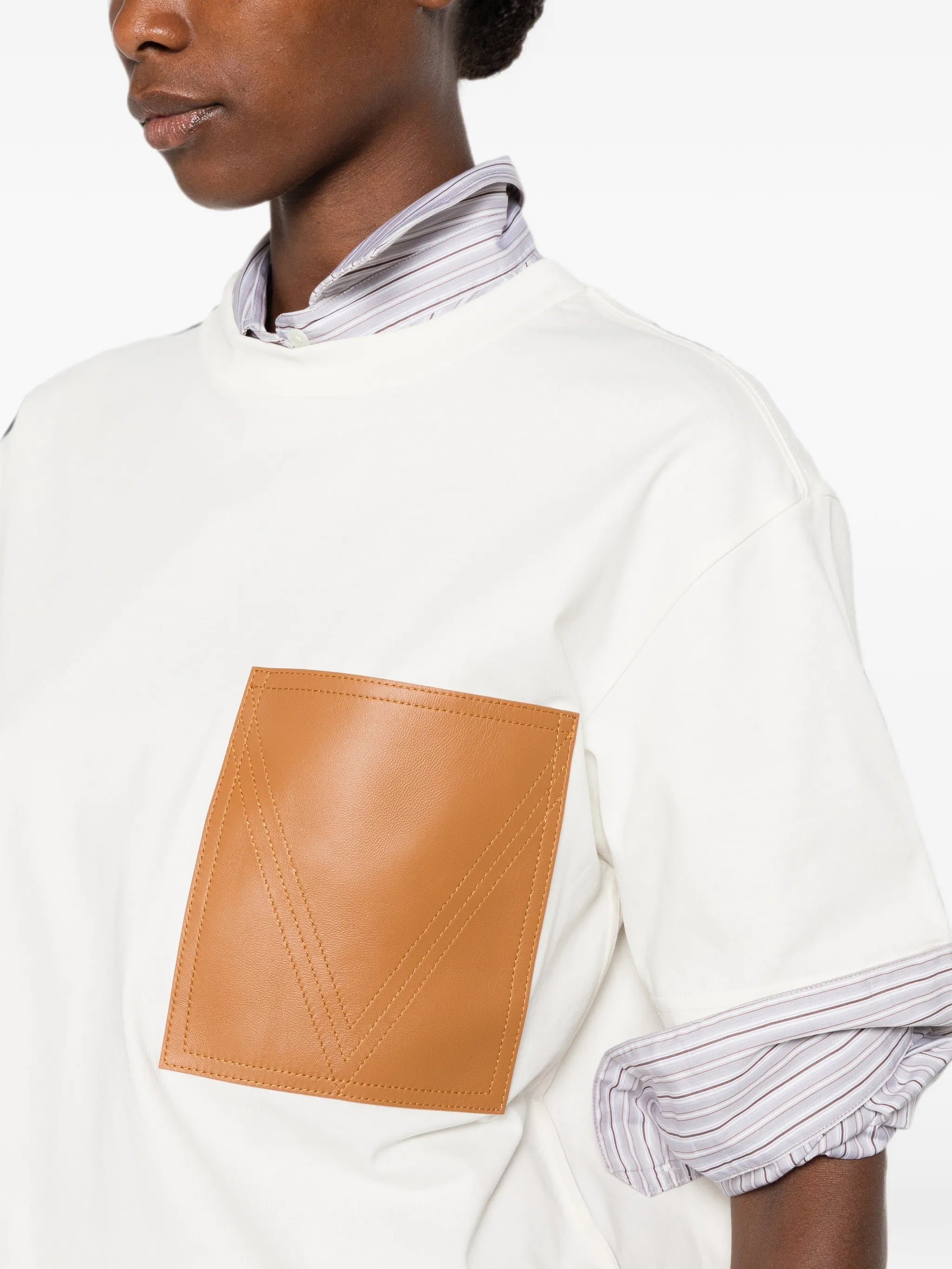 leather-pocket T-shirt