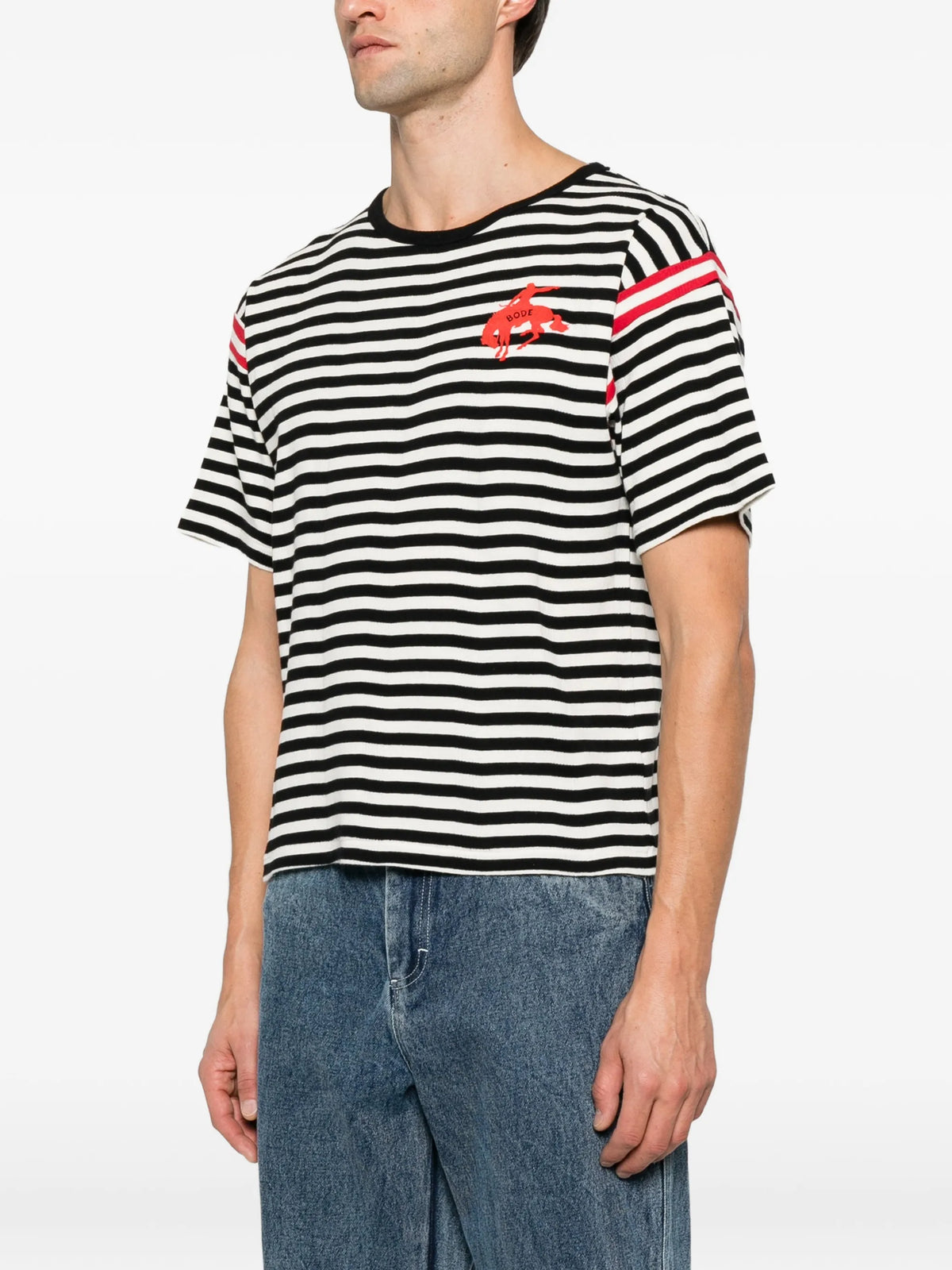 striped embroidered T-shirt