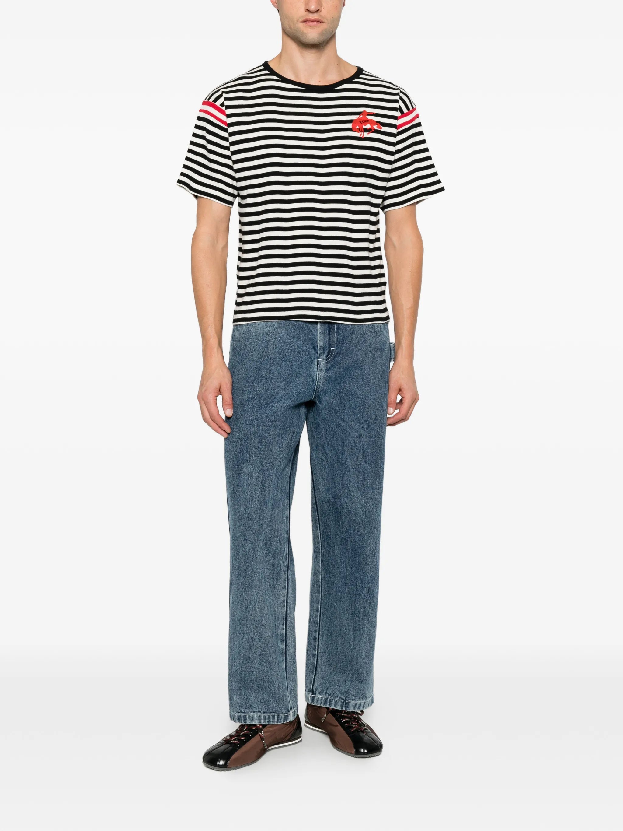 striped embroidered T-shirt