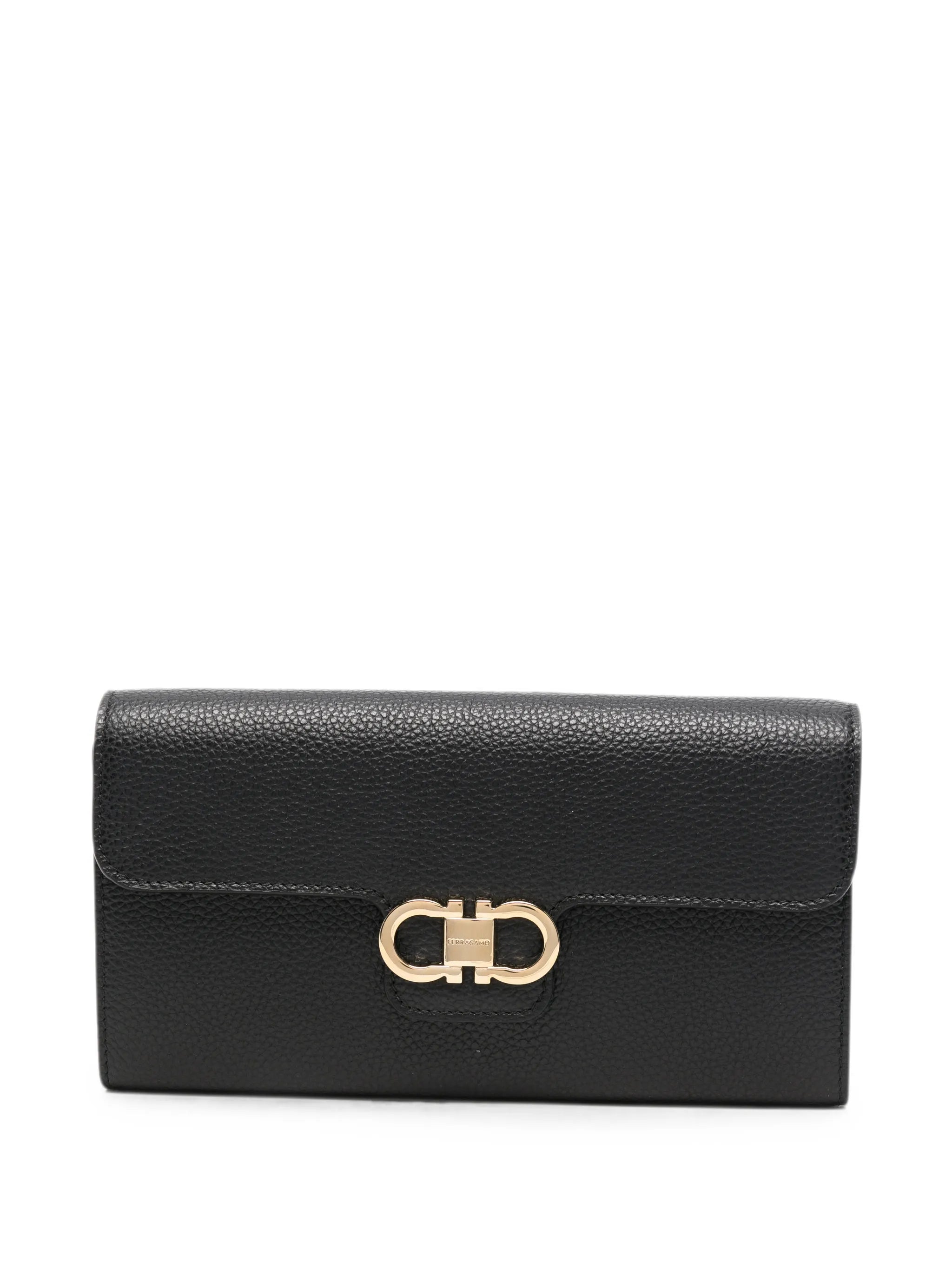 Double Gancini leather clutch bag