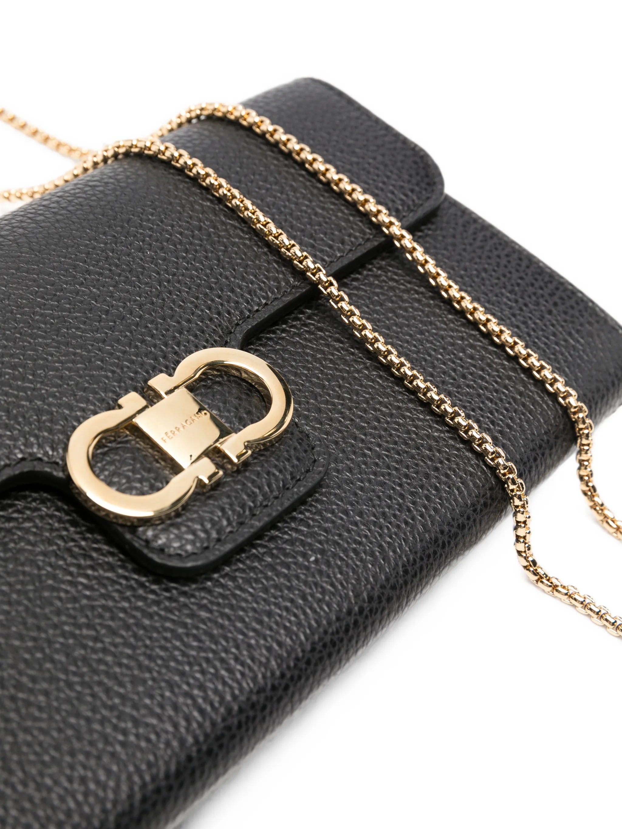Double Gancini leather clutch bag