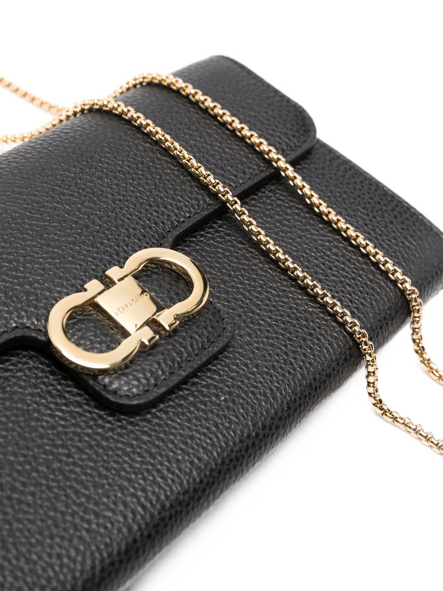 Double Gancini leather clutch bag