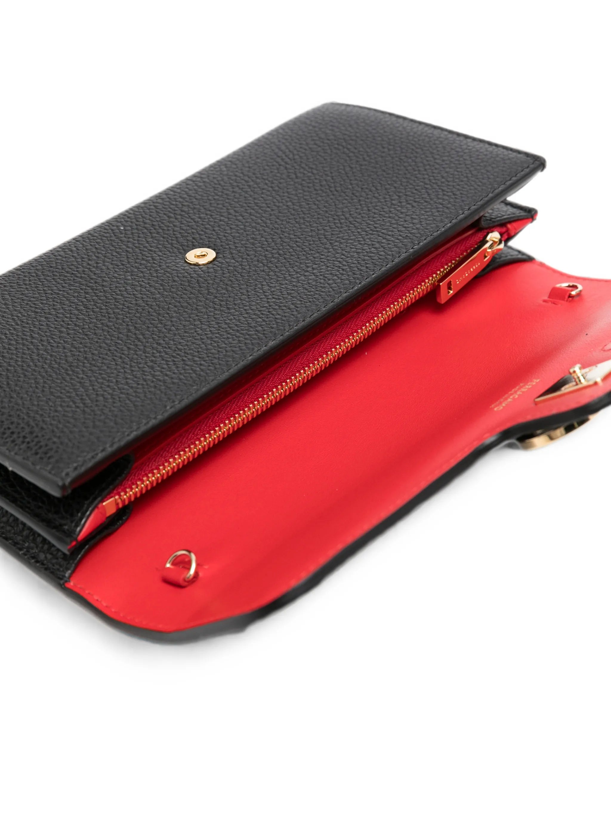 Double Gancini leather clutch bag