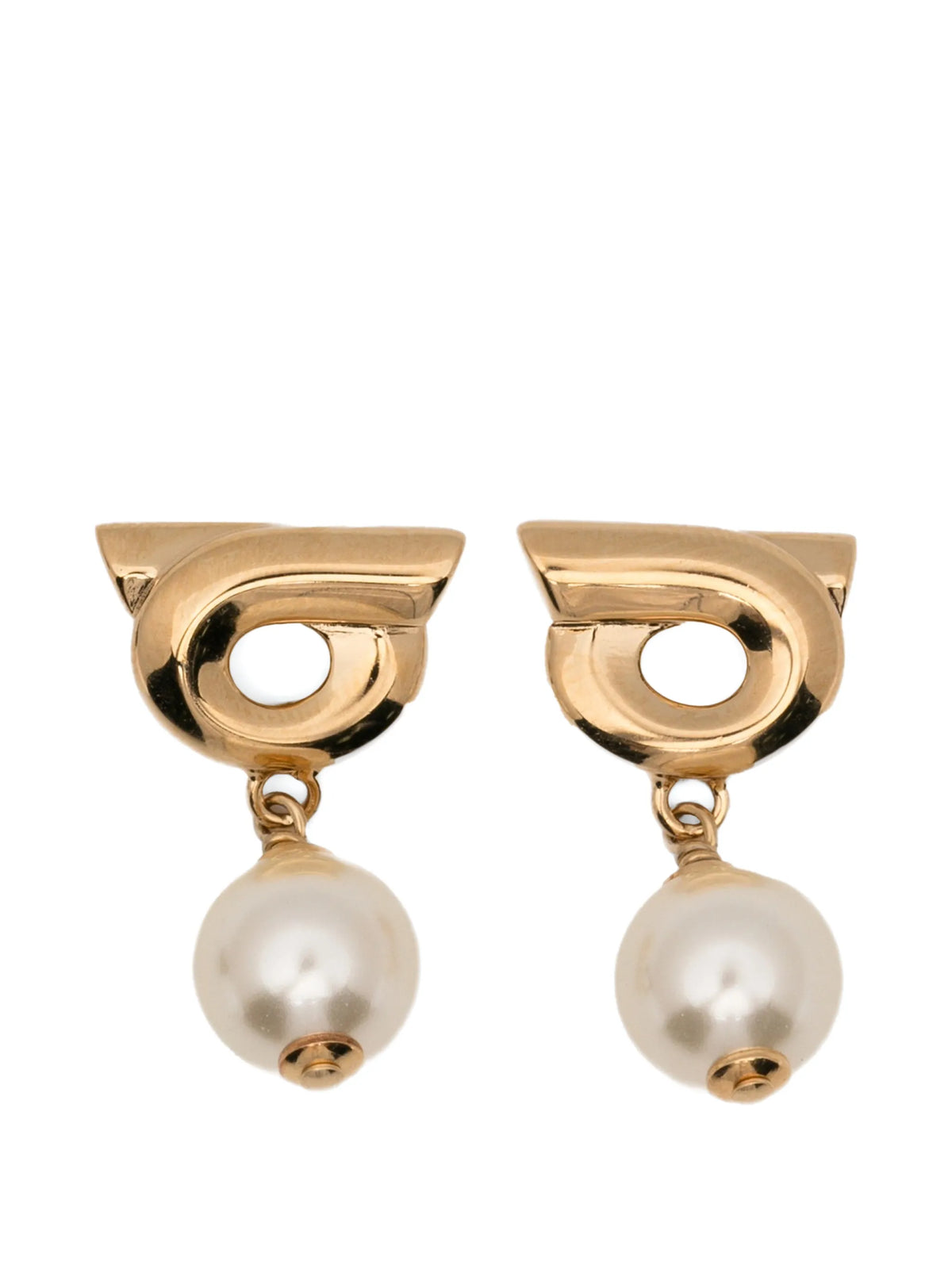 Gancini earrings with synthetic pearls