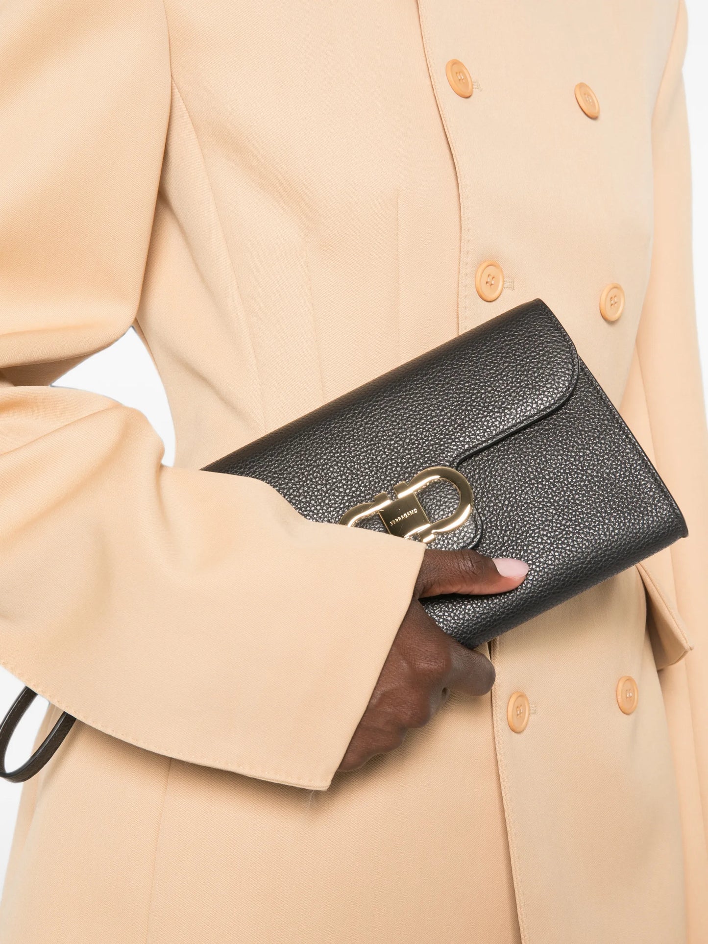 Double Gancini clutch bag