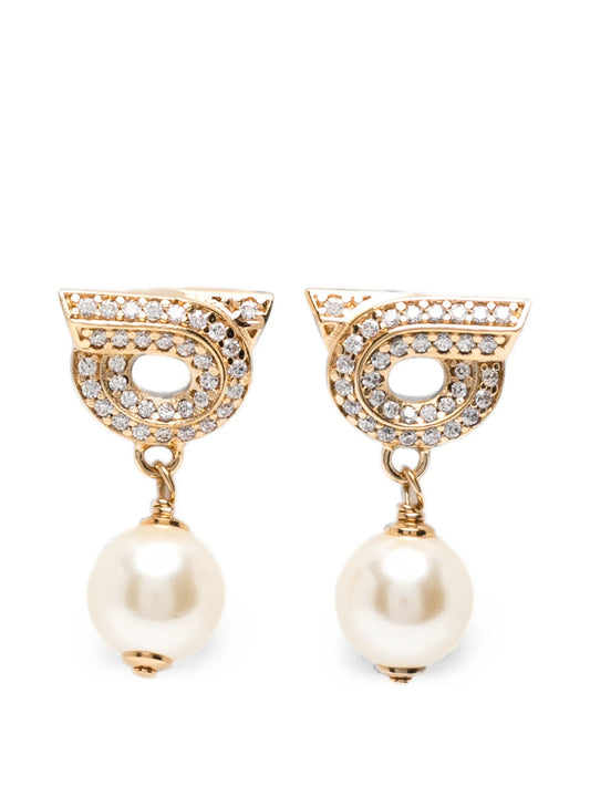 Gancini earrings with pearls and crystals