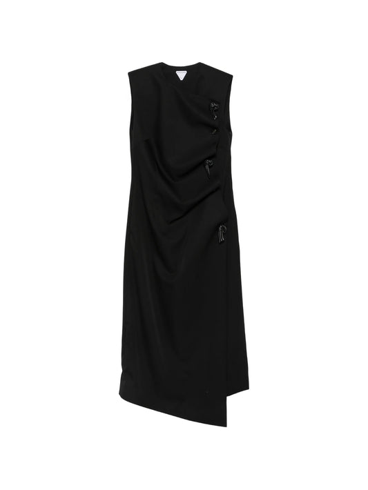 Knot leather-button midi dress