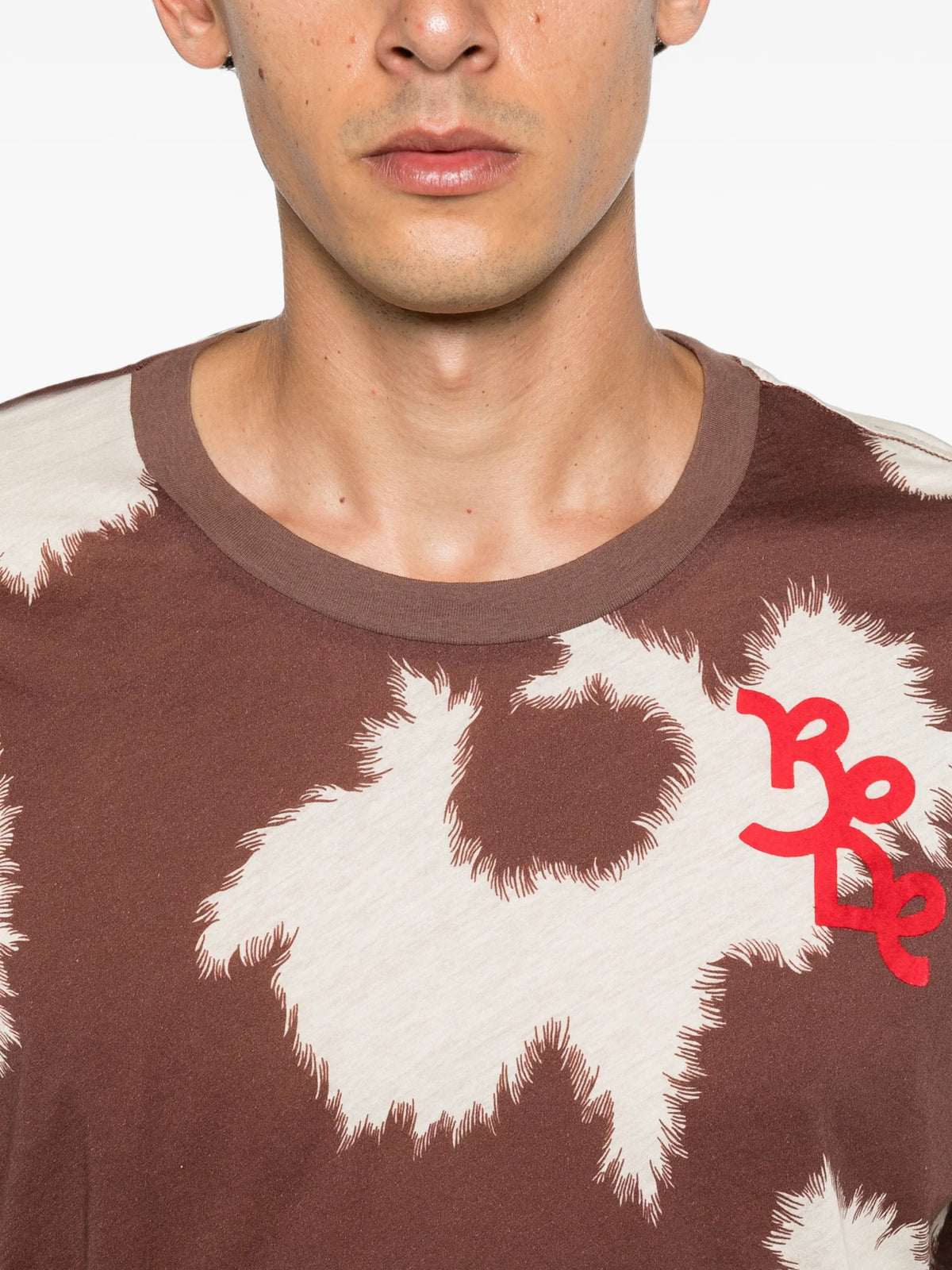 cow-print logo-embroidered T-shirt