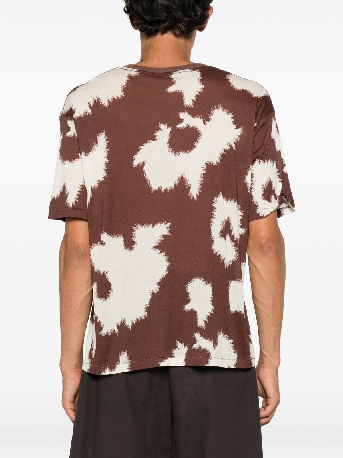 cow-print logo-embroidered T-shirt