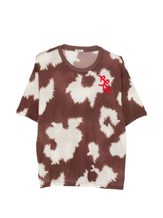 cow-print logo-embroidered T-shirt
