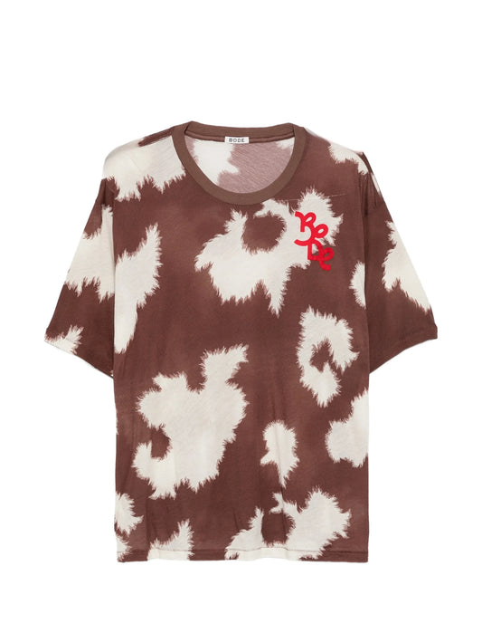 cow-print logo-embroidered T-shirt