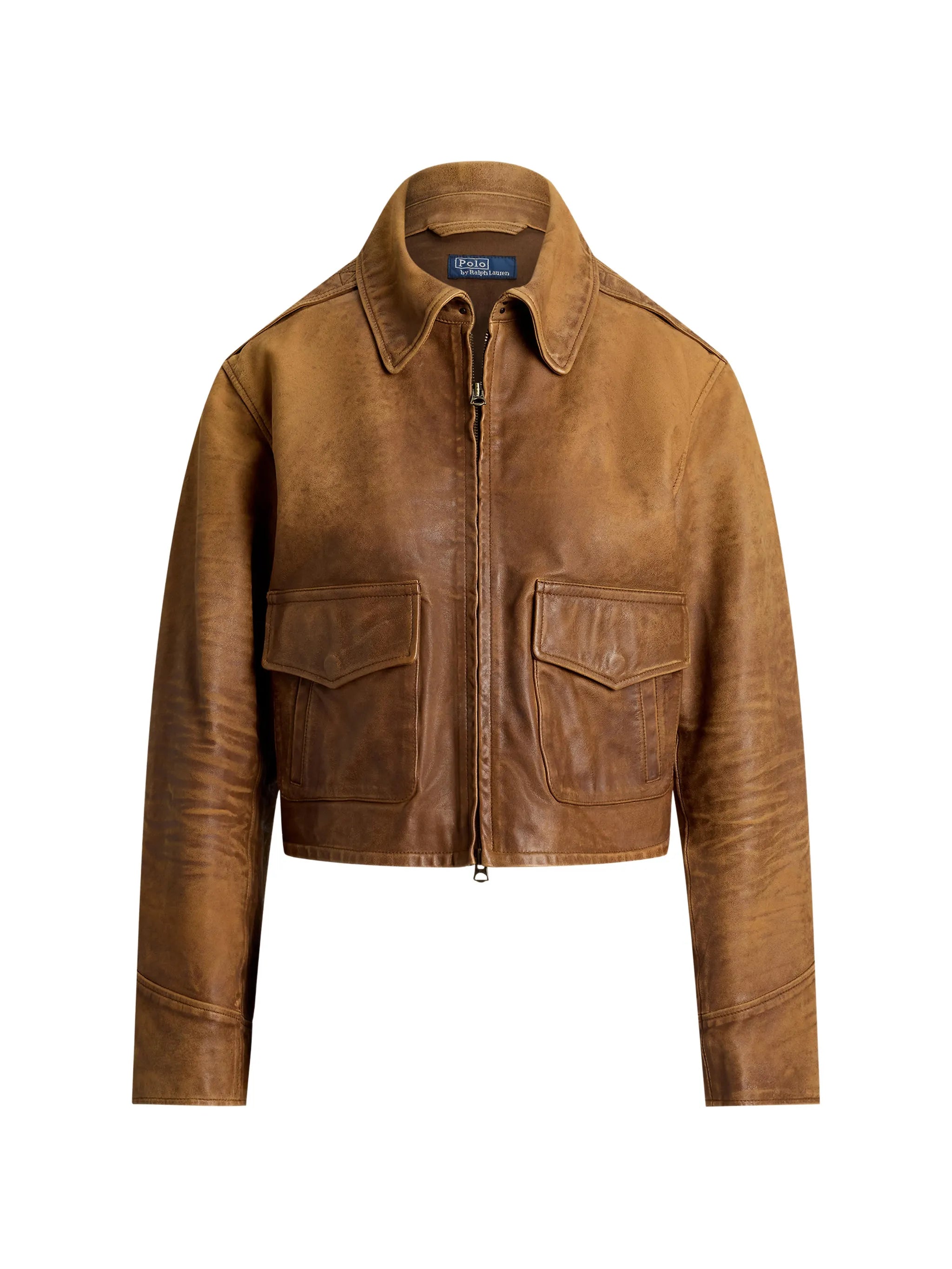 distressed cropped leather jacket