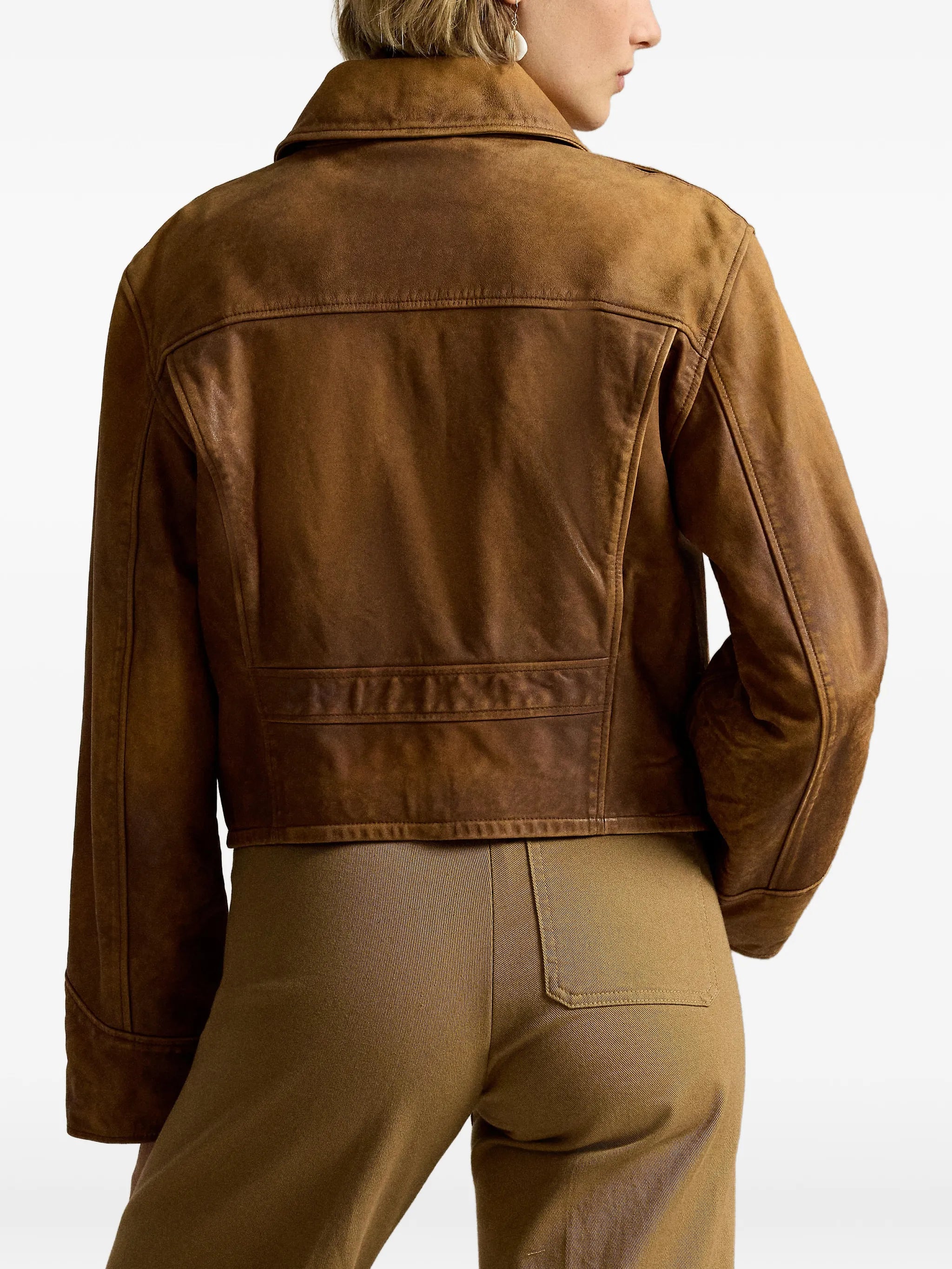 distressed cropped leather jacket