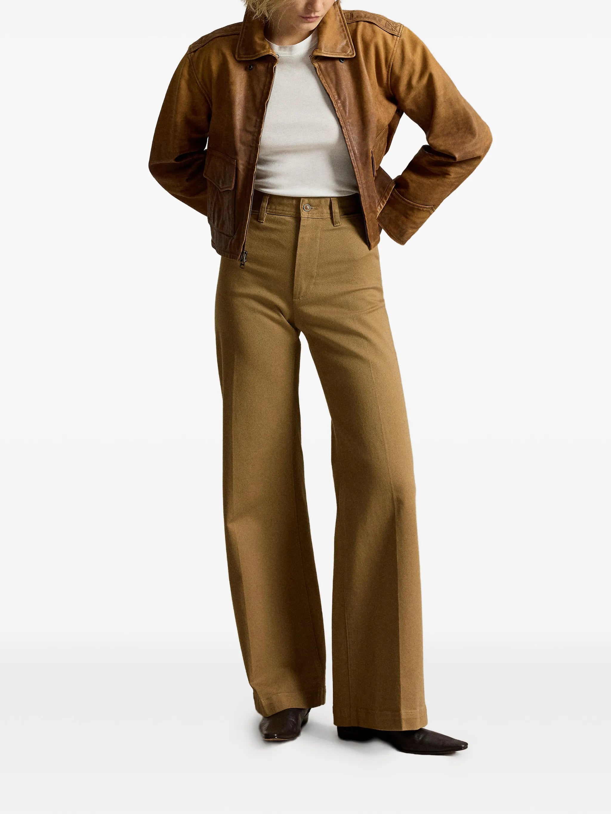 distressed cropped leather jacket