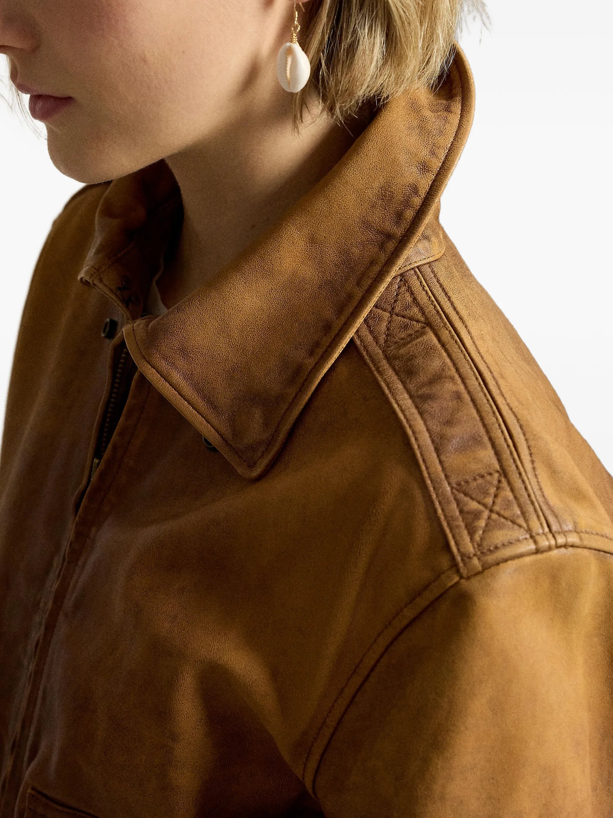 distressed cropped leather jacket