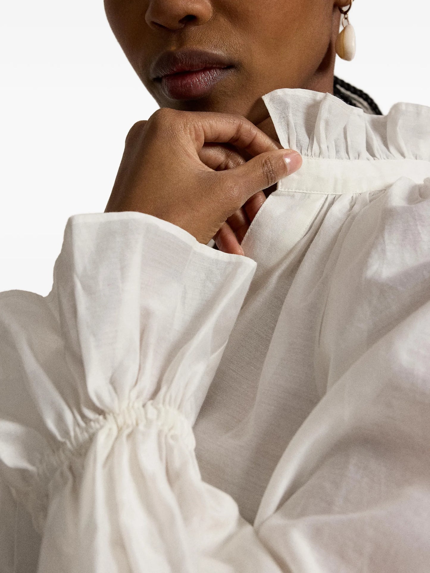 ruffled split-placket blouse