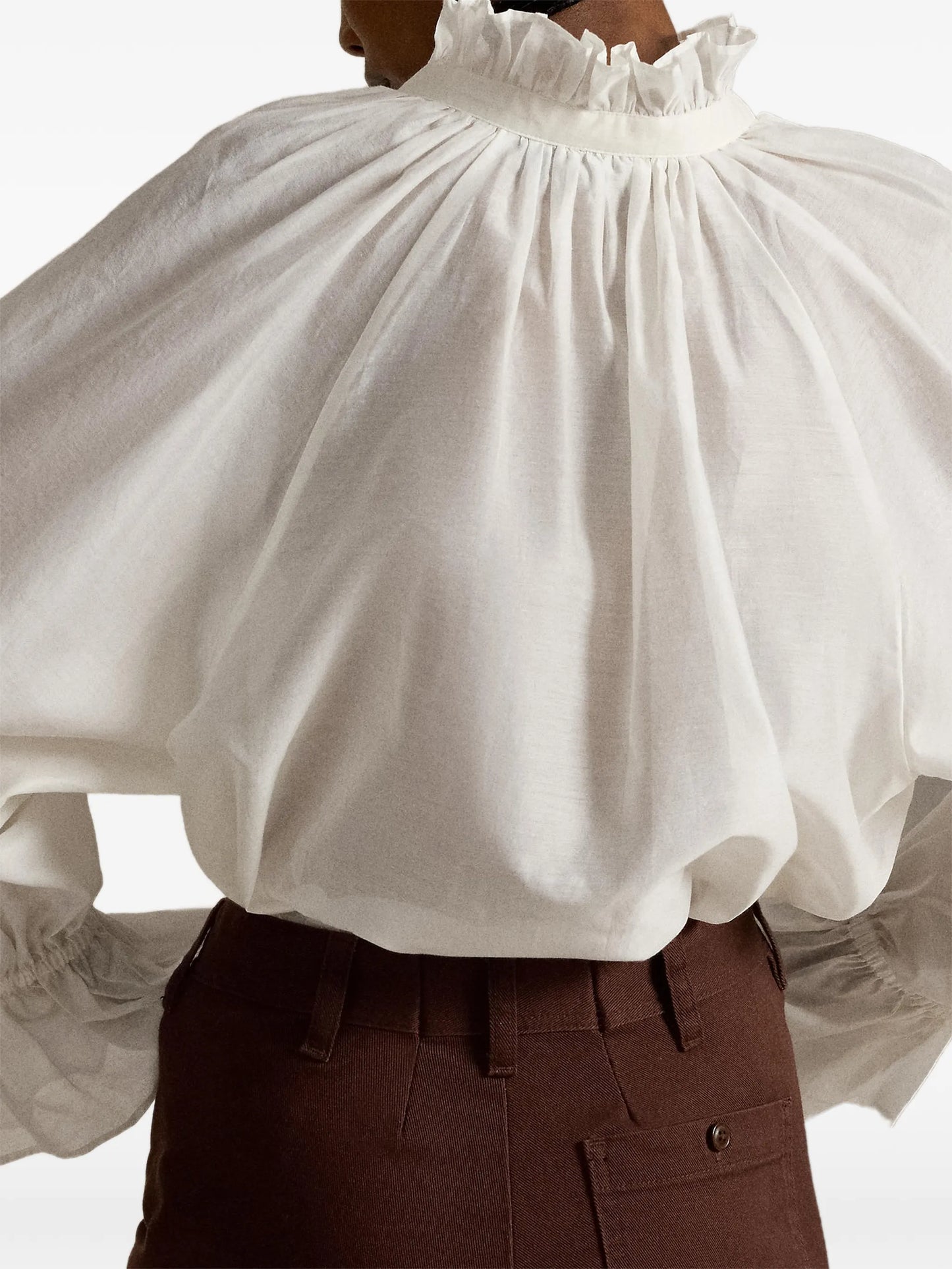 ruffled split-placket blouse