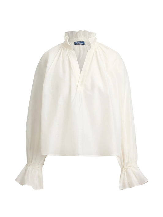 ruffled split-placket blouse