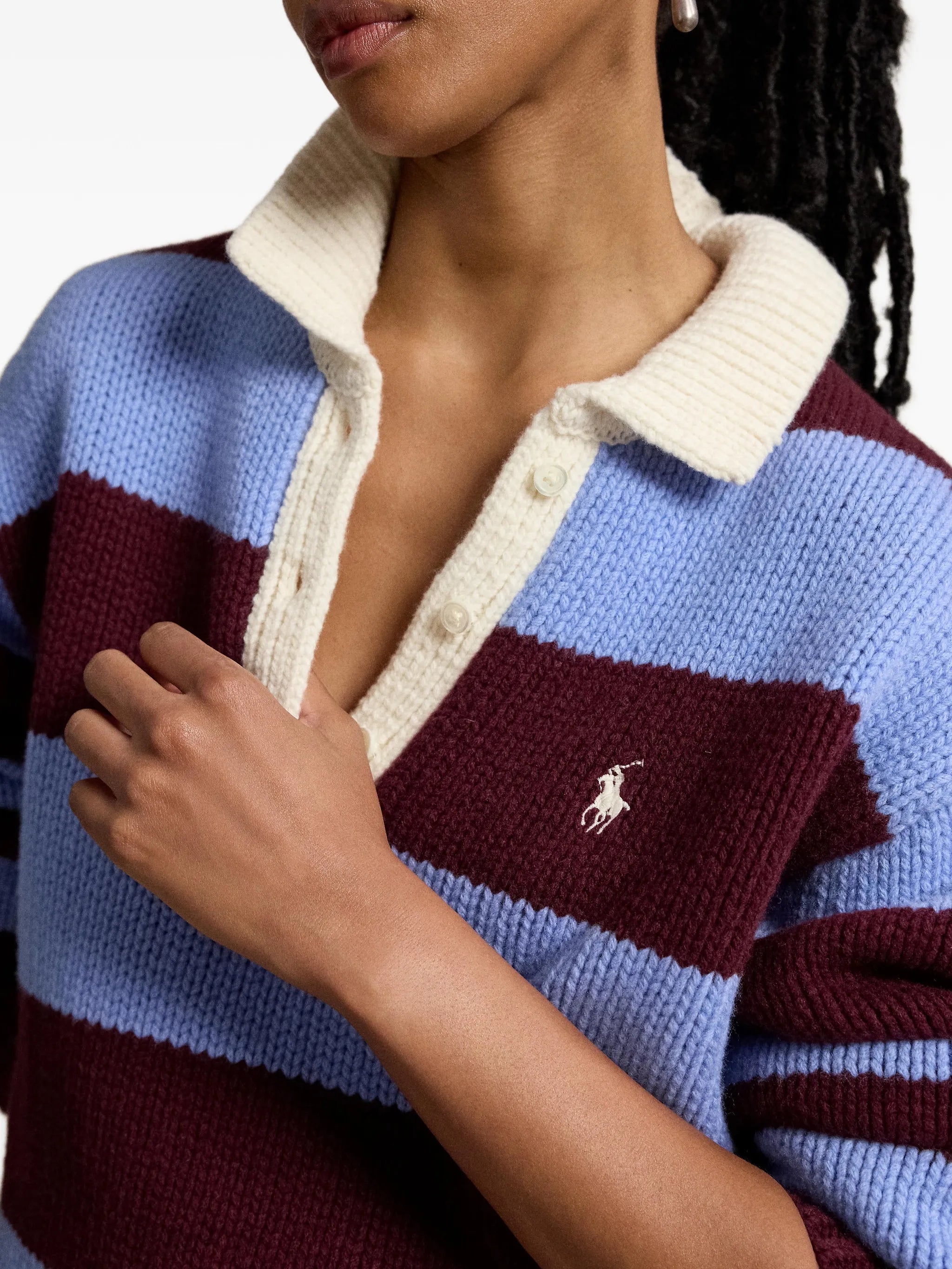 striped rugby polo sweater