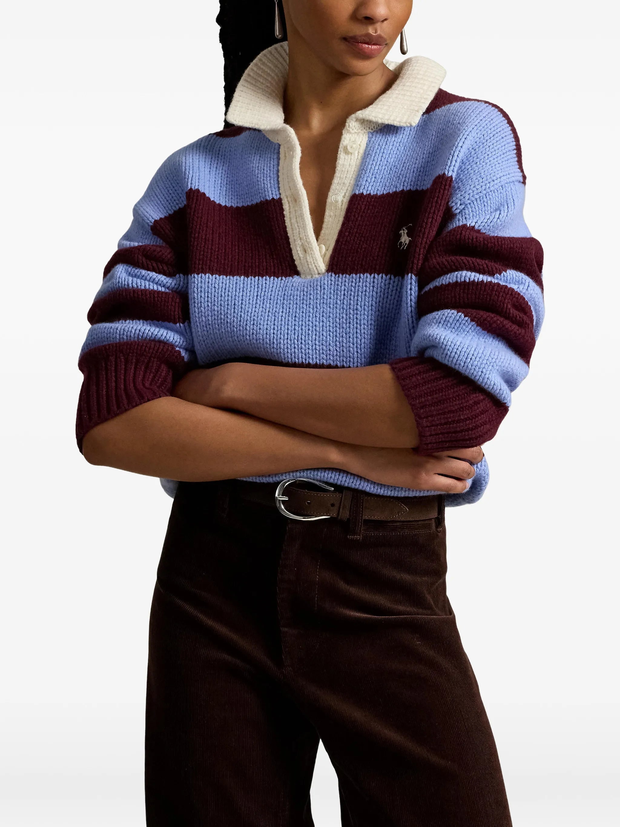 striped rugby polo sweater