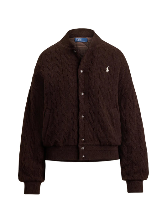 cable-knit wool-cashmere snapped jacket