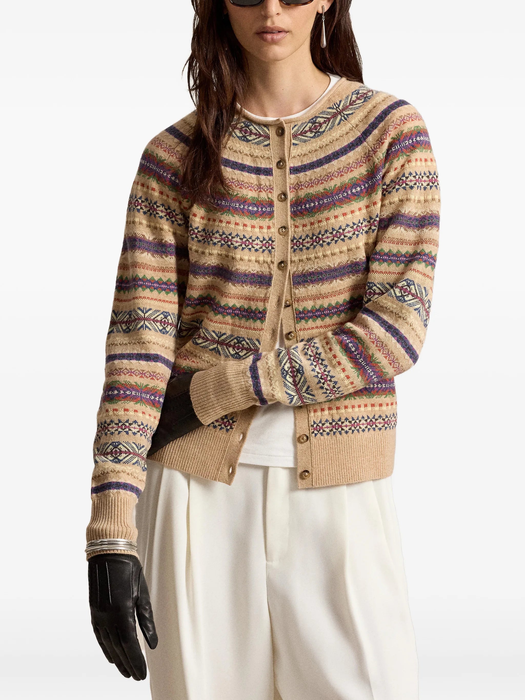 Fair Isle-inspired wool-blend cardigan