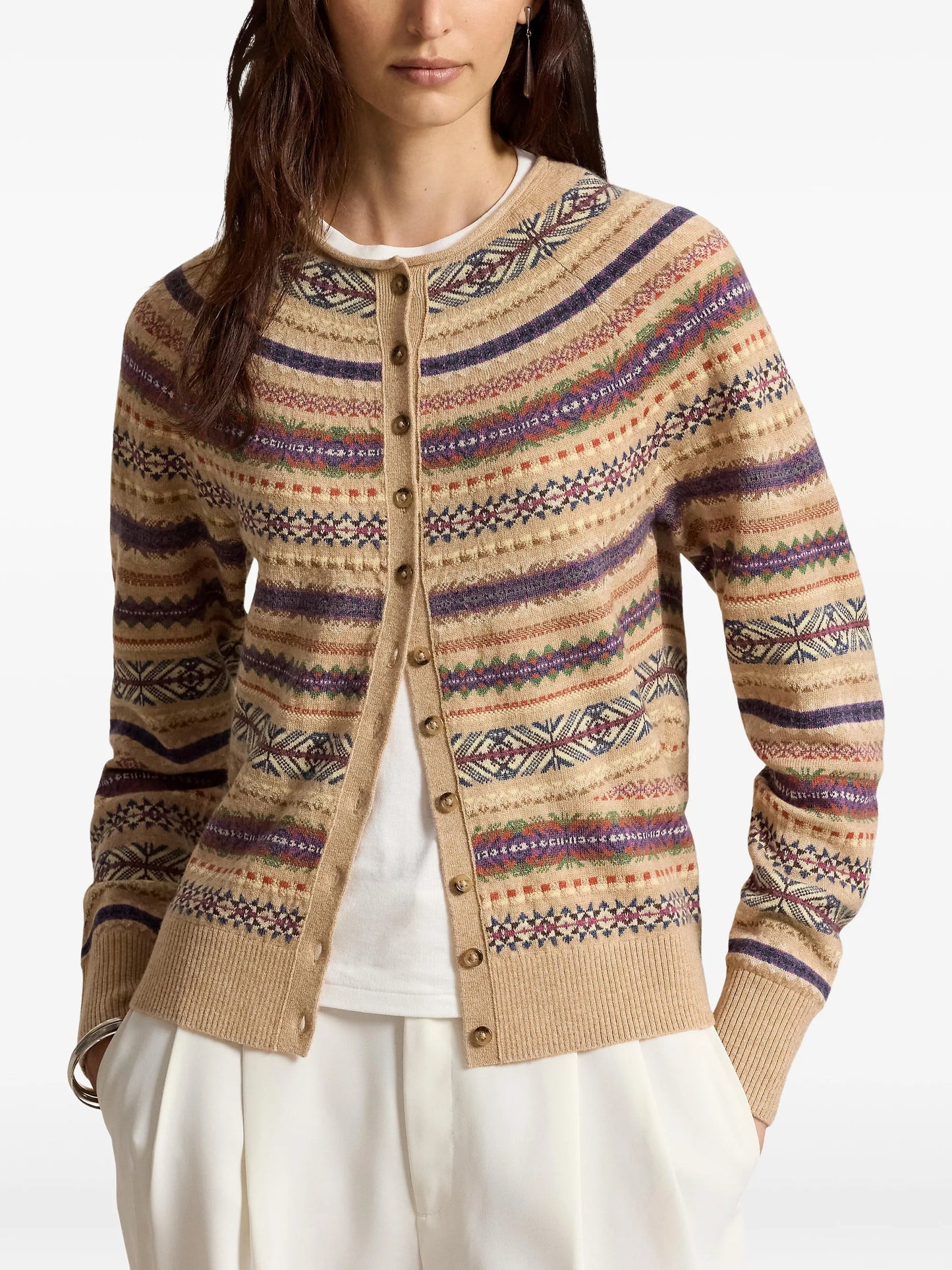 Fair Isle-inspired wool-blend cardigan