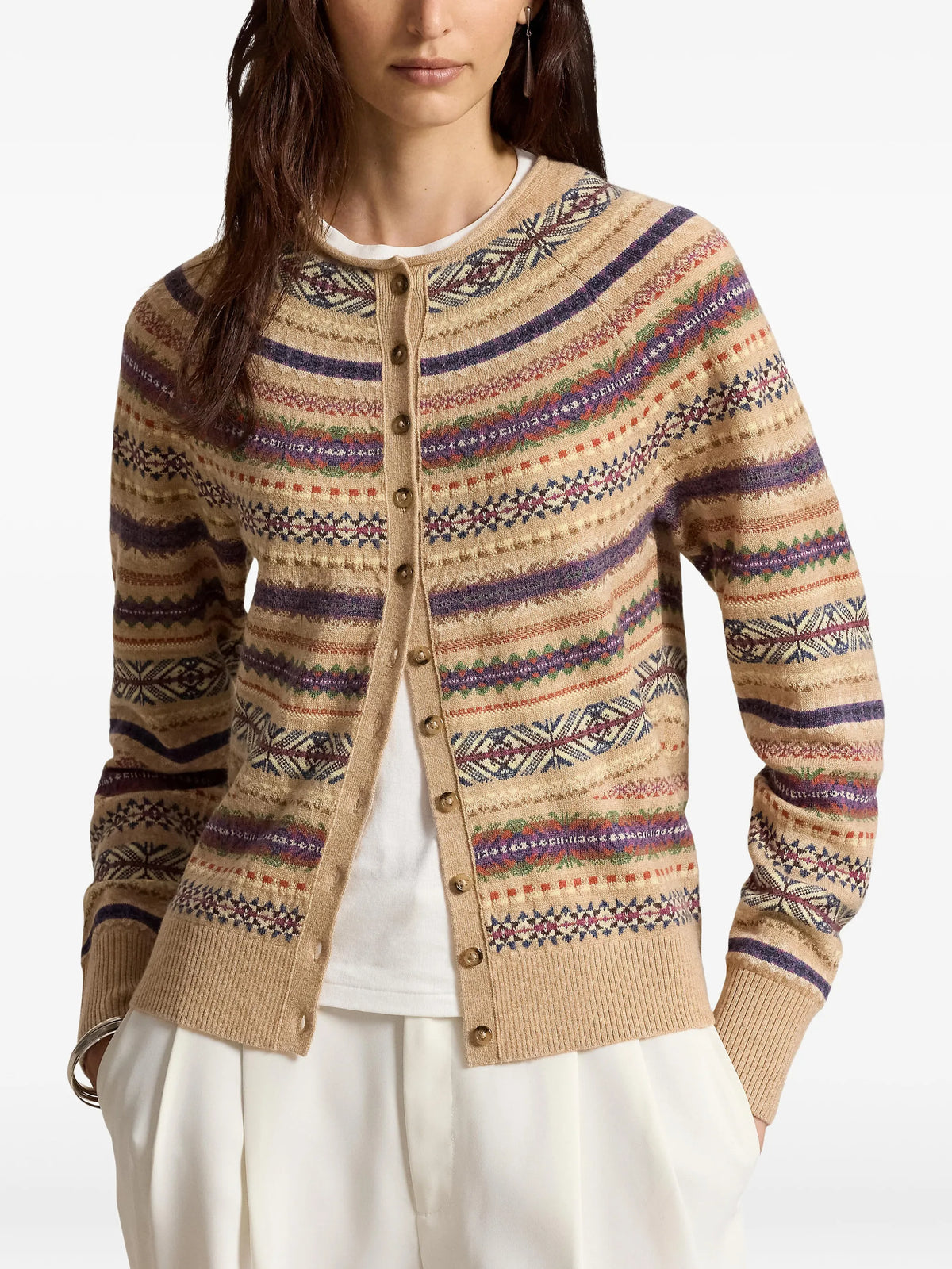 Fair Isle-inspired wool-blend cardigan