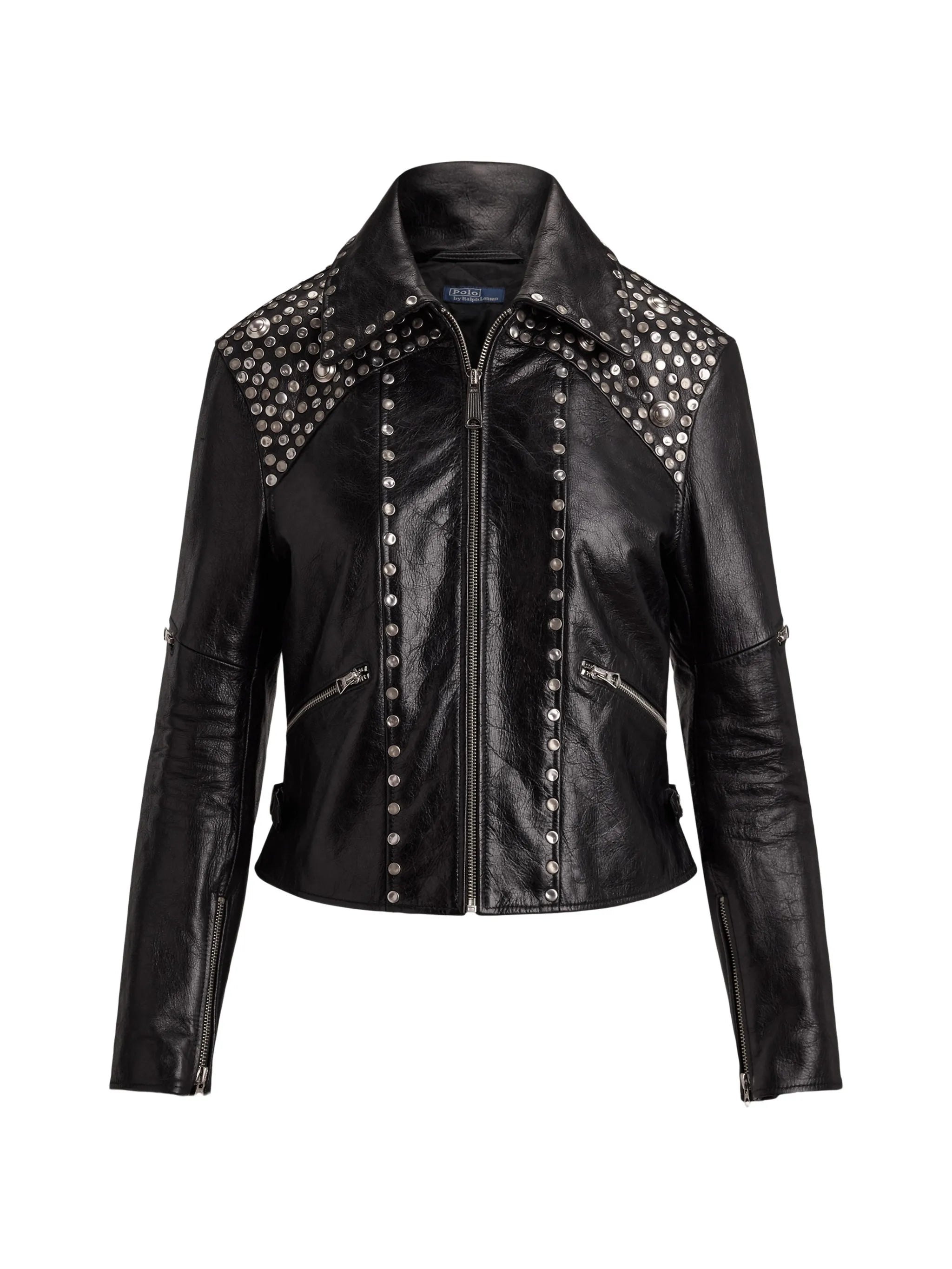 stud-embellished leather jacket