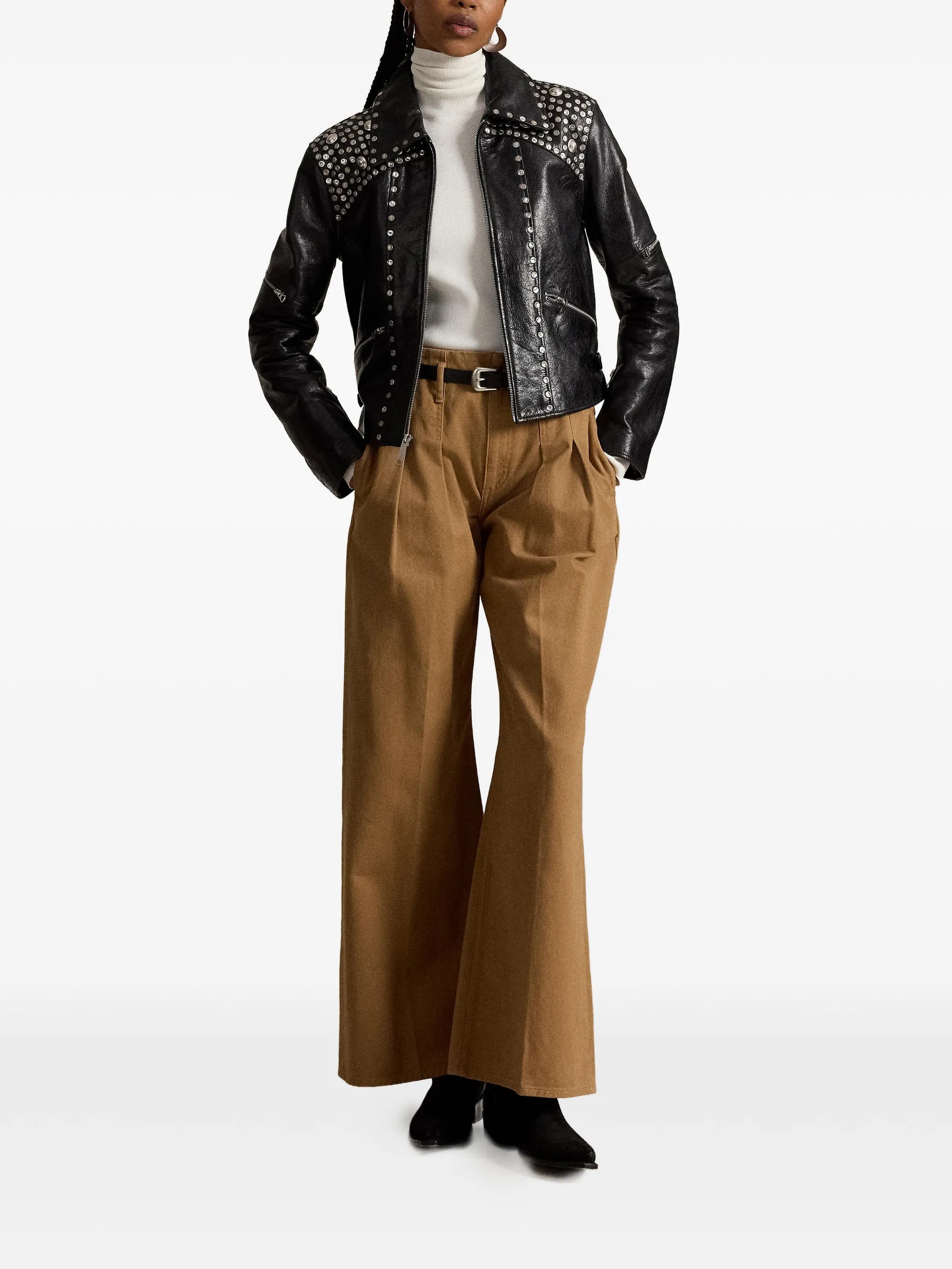 stud-embellished leather jacket