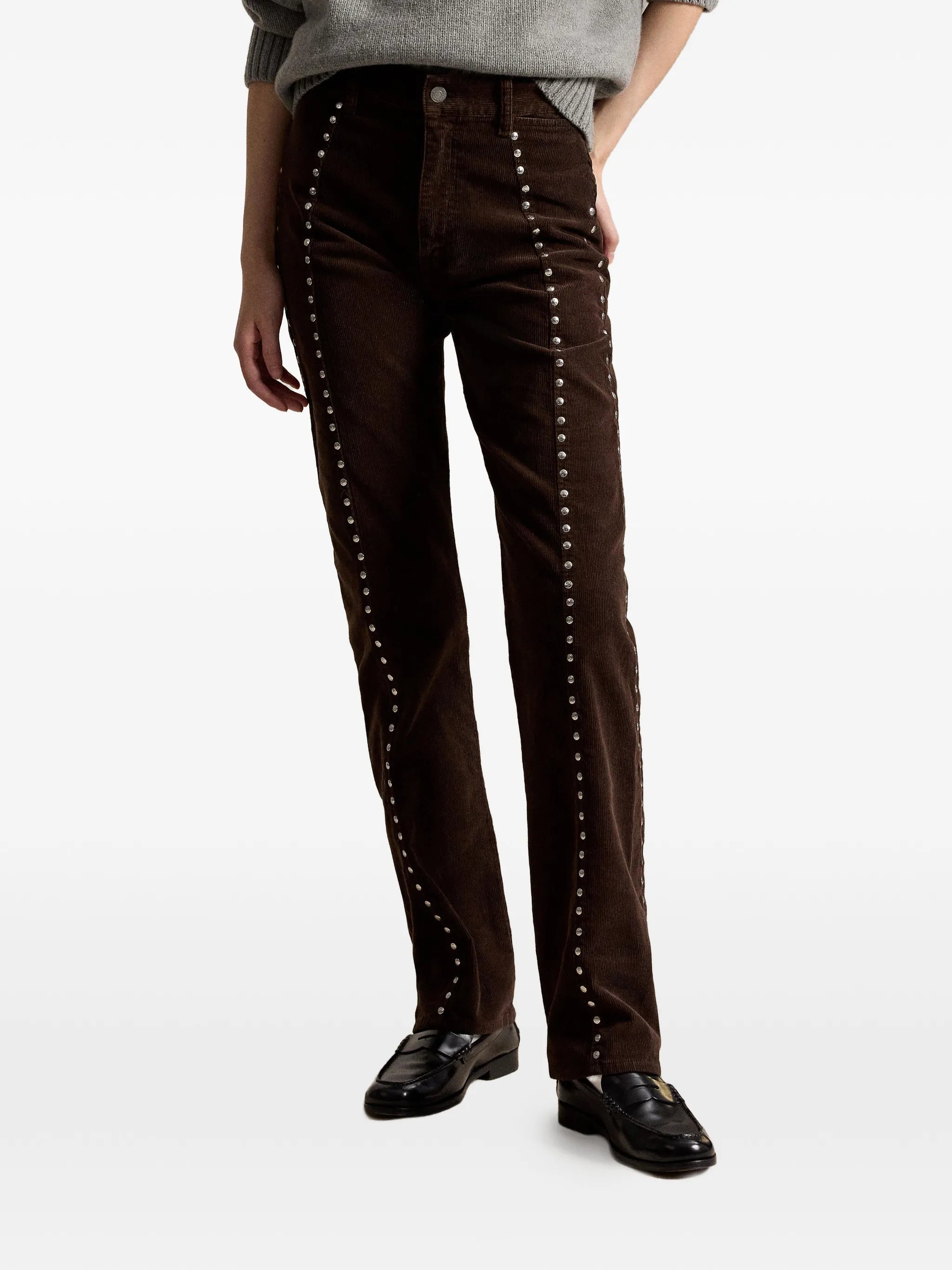 stud-embellished corduroy trousers