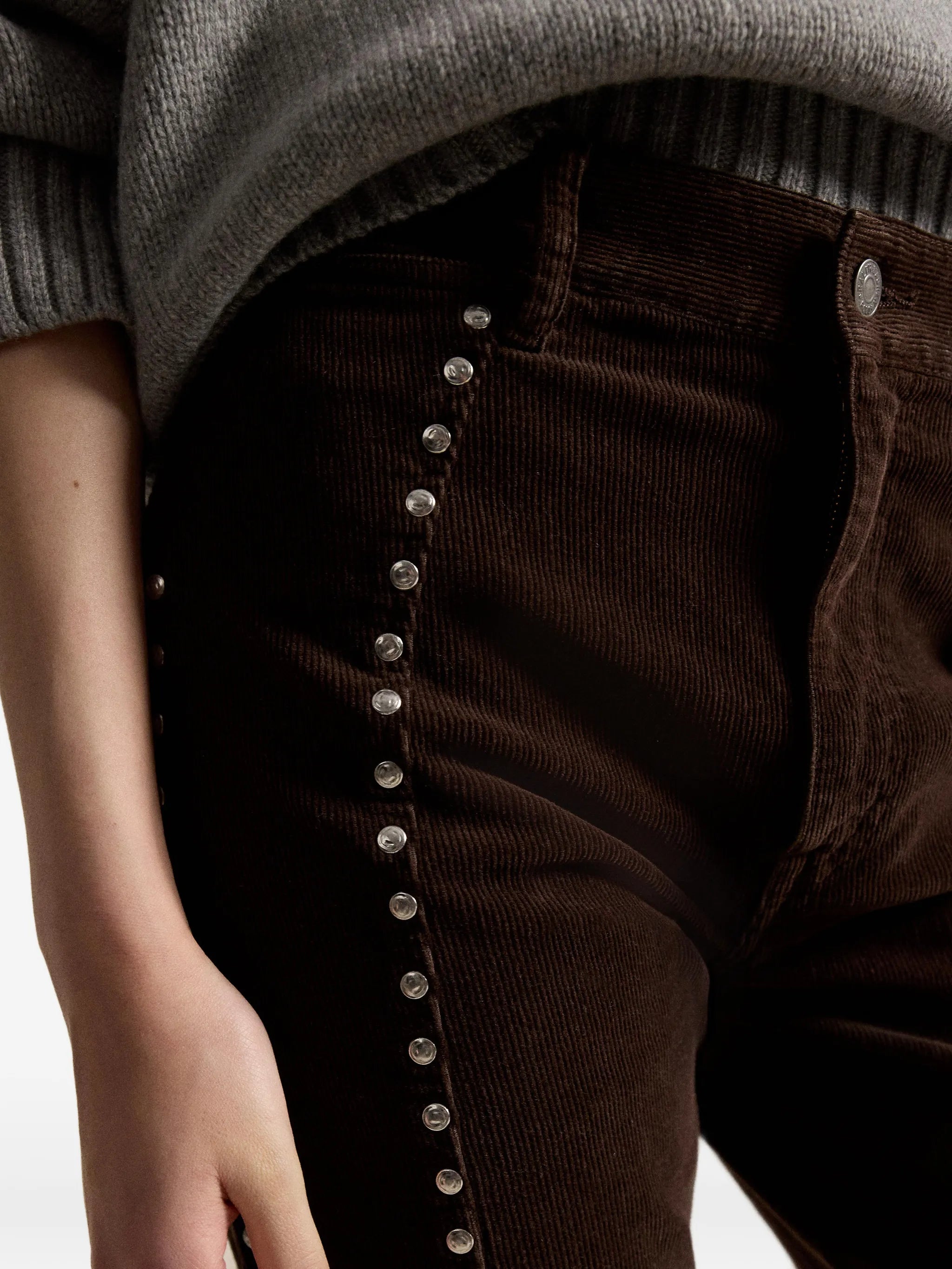 stud-embellished corduroy trousers