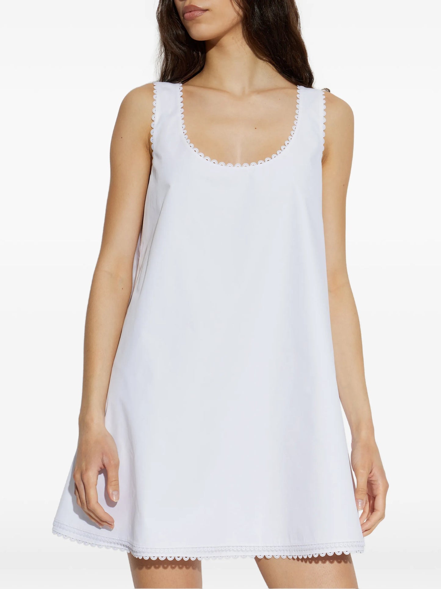 scoop-neck scalloped mini dress
