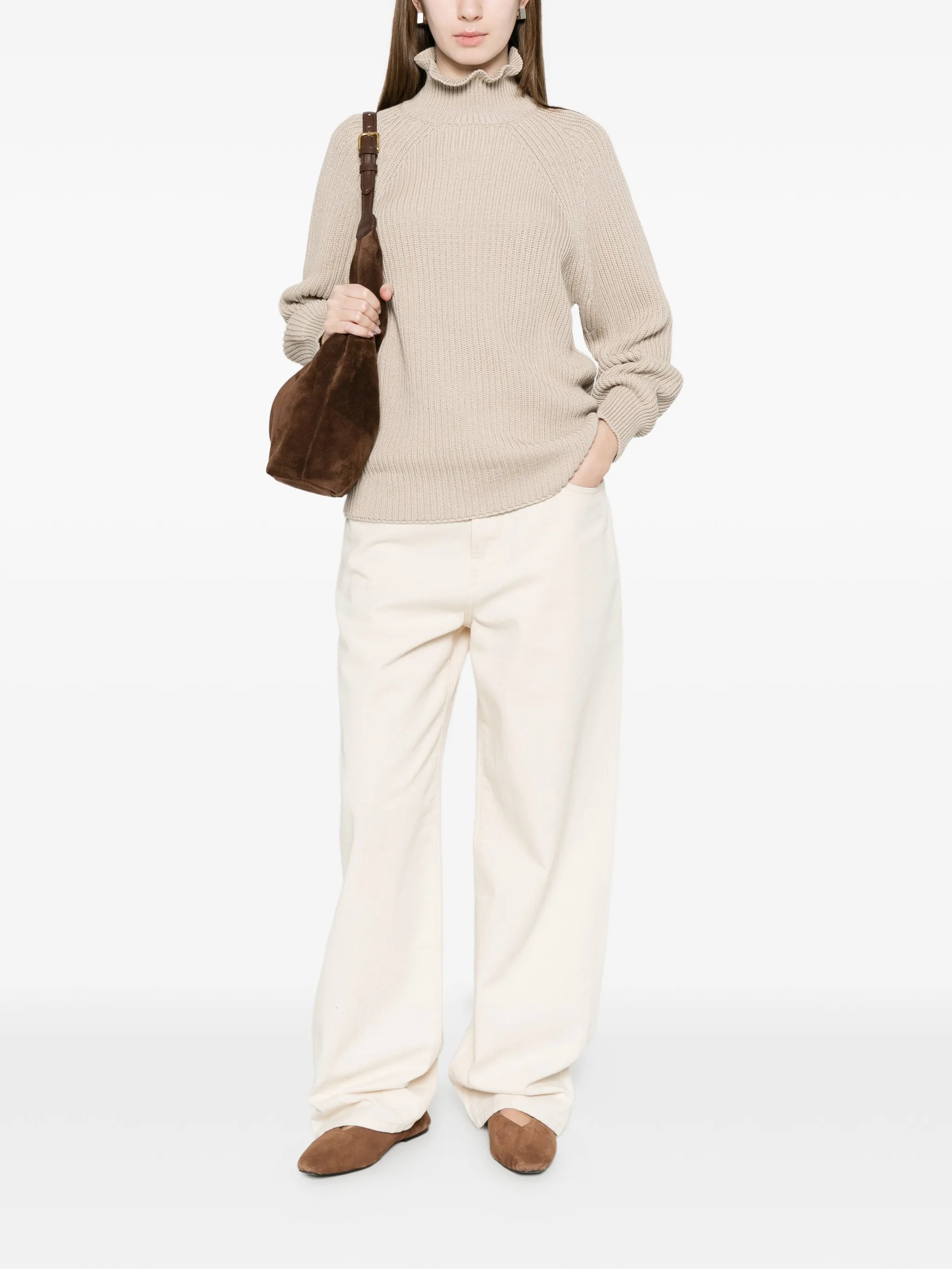 ruffled cotton sweater