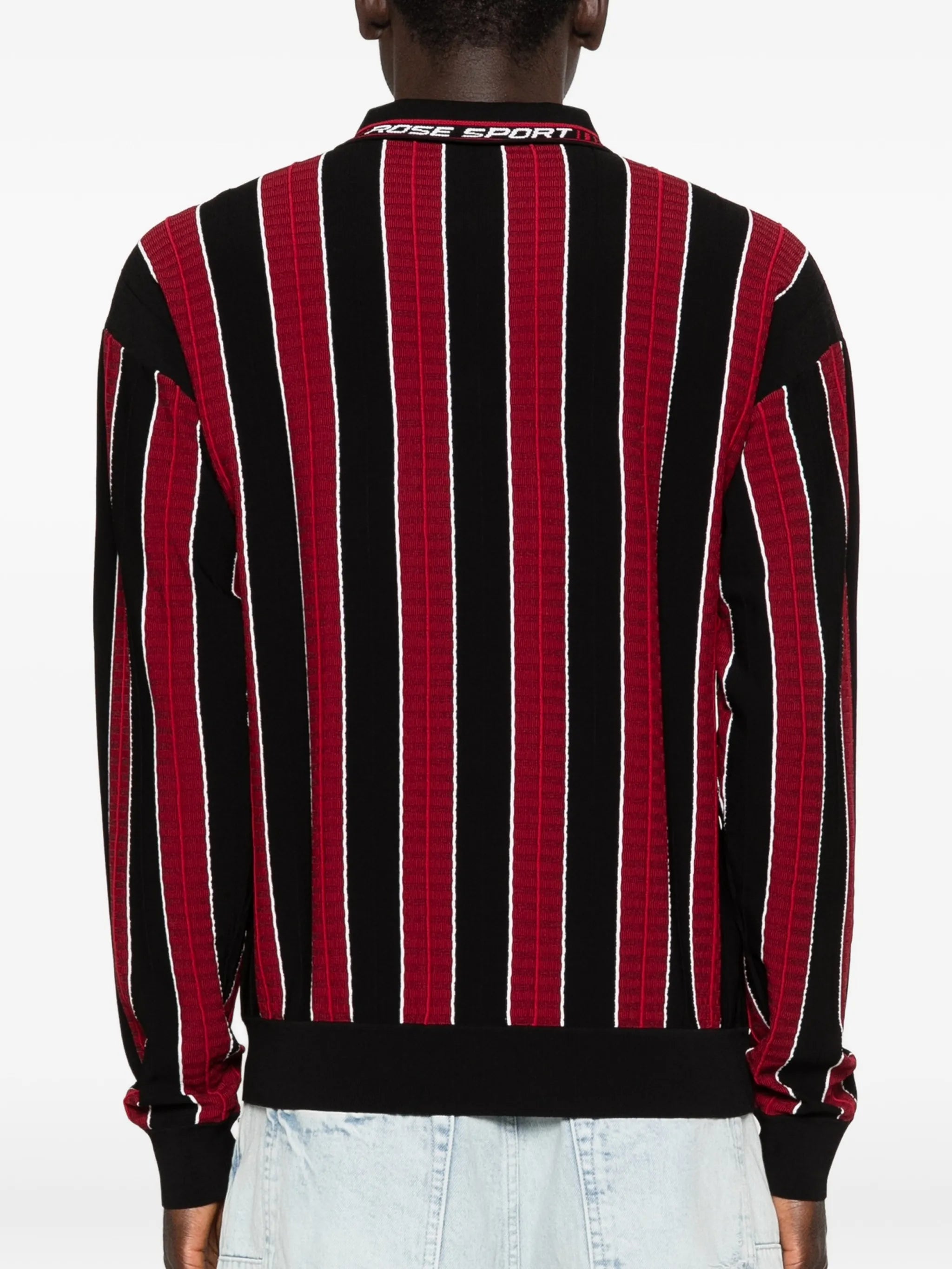 striped zip polo shirt