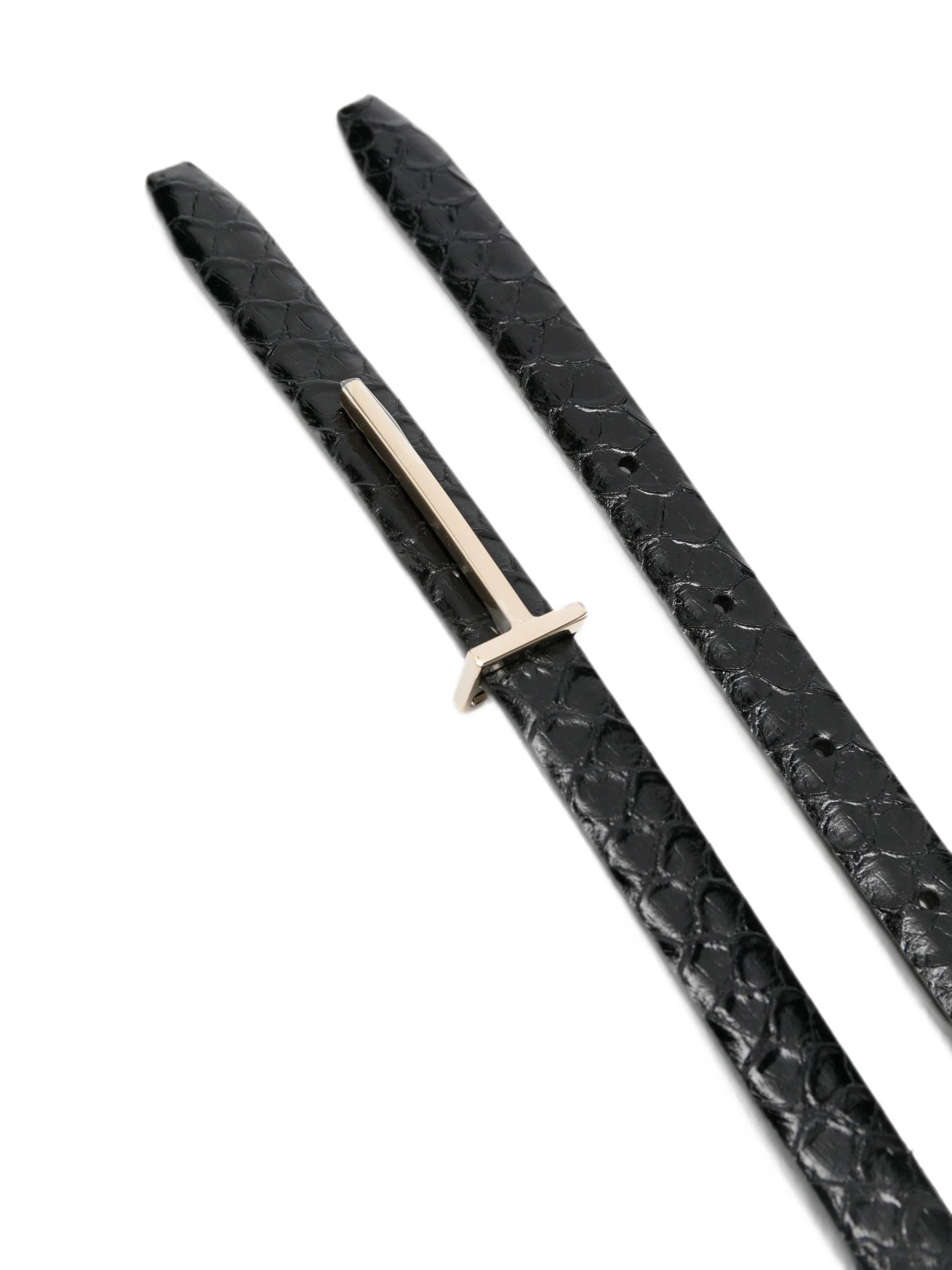 T-logo snakeskin-effect belt