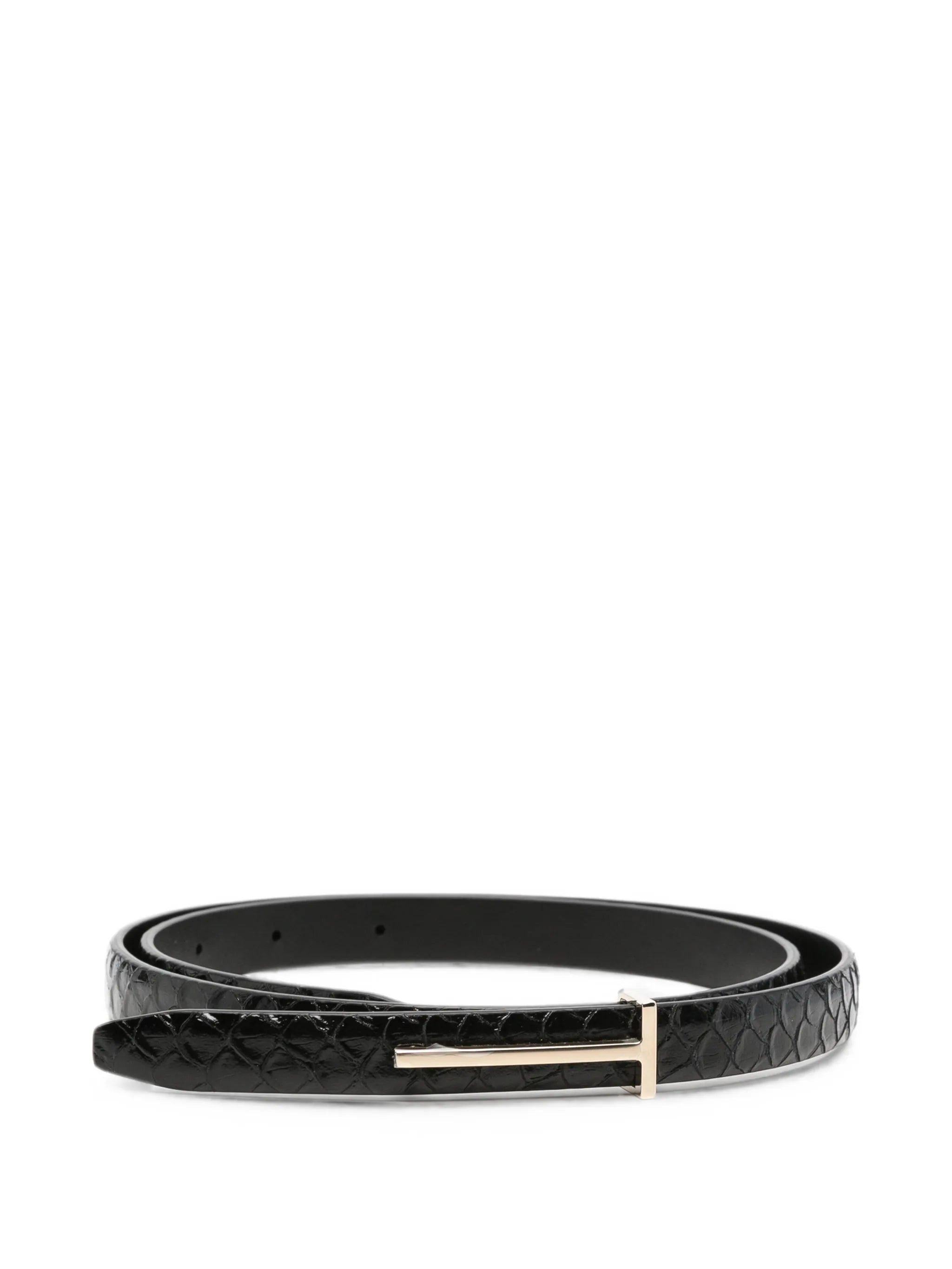 T-logo snakeskin-effect belt