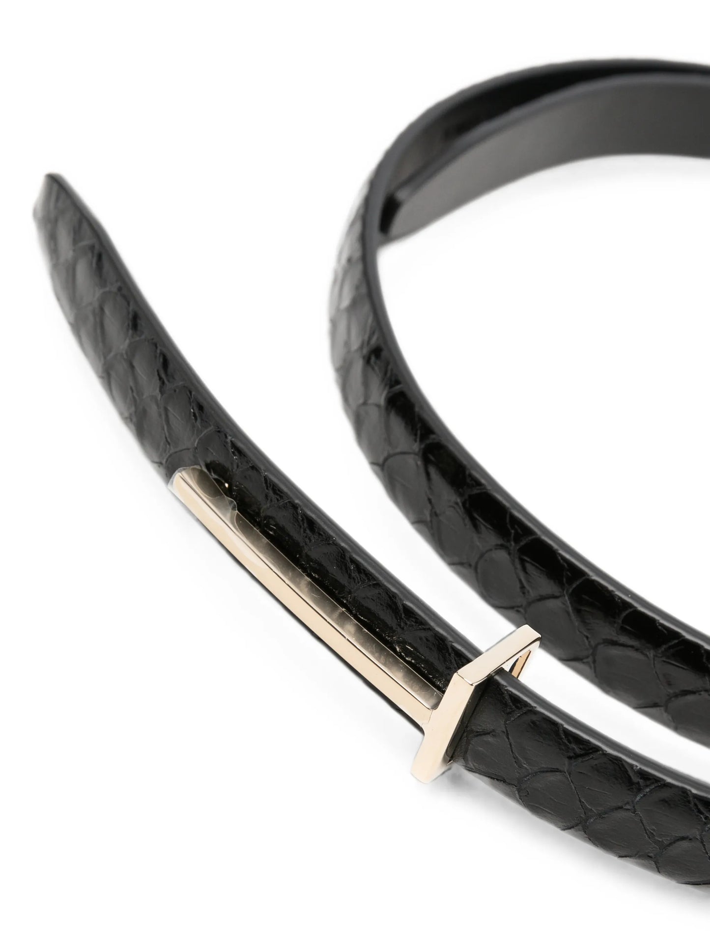T-logo snakeskin-effect belt