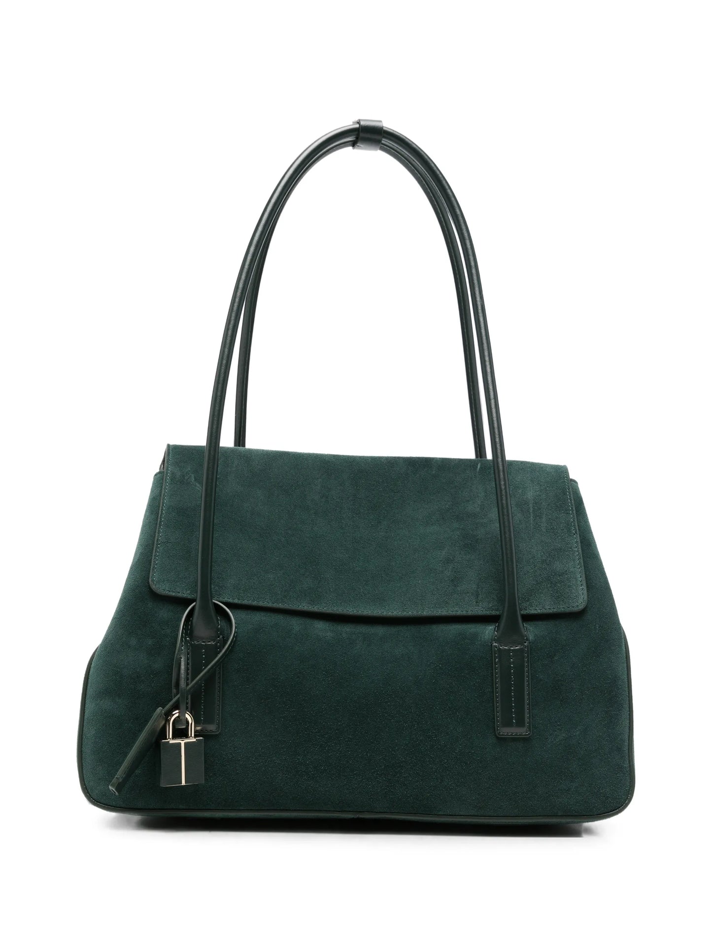 suede padlock-detail shoulder bag