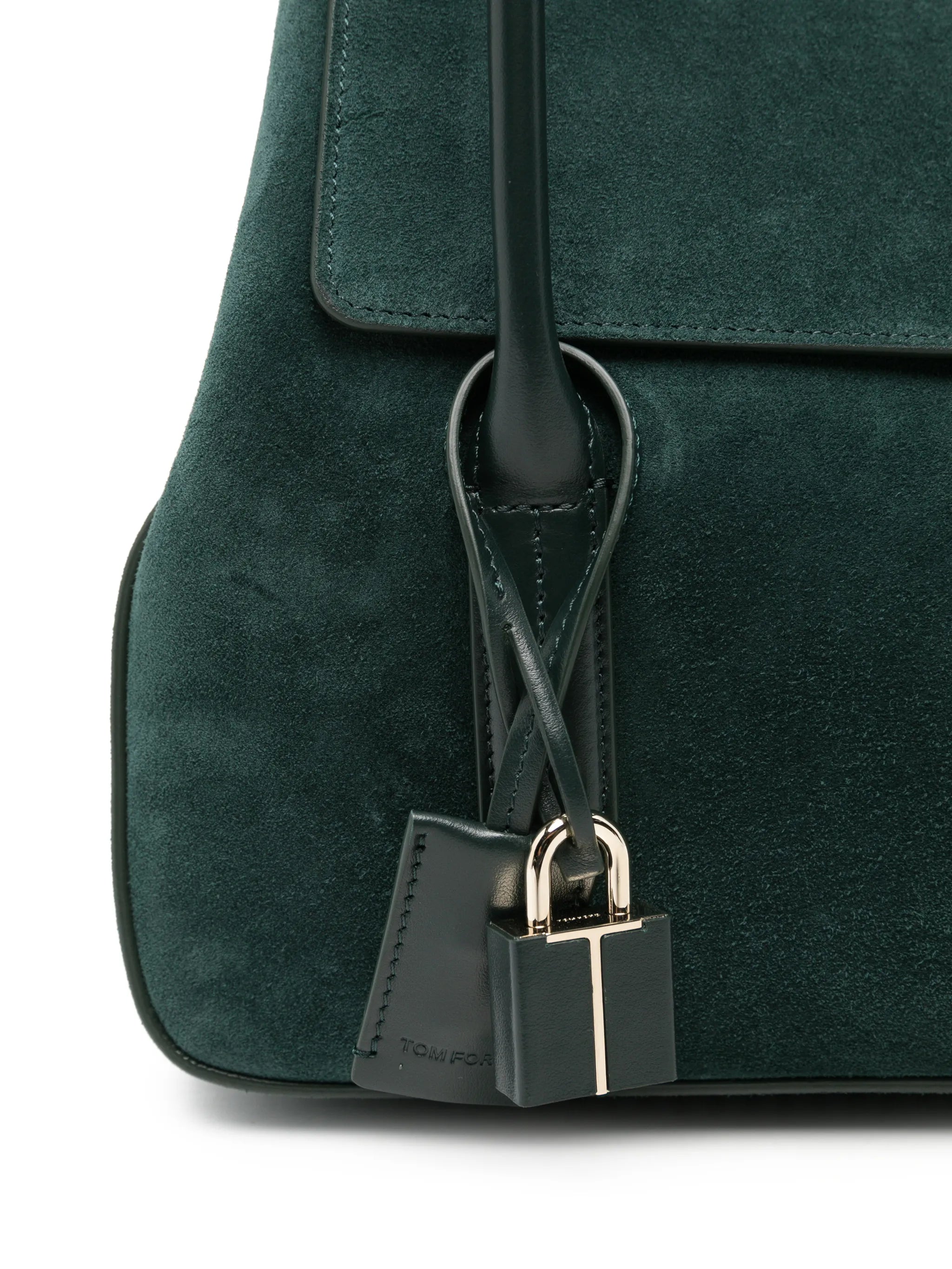 suede padlock-detail shoulder bag