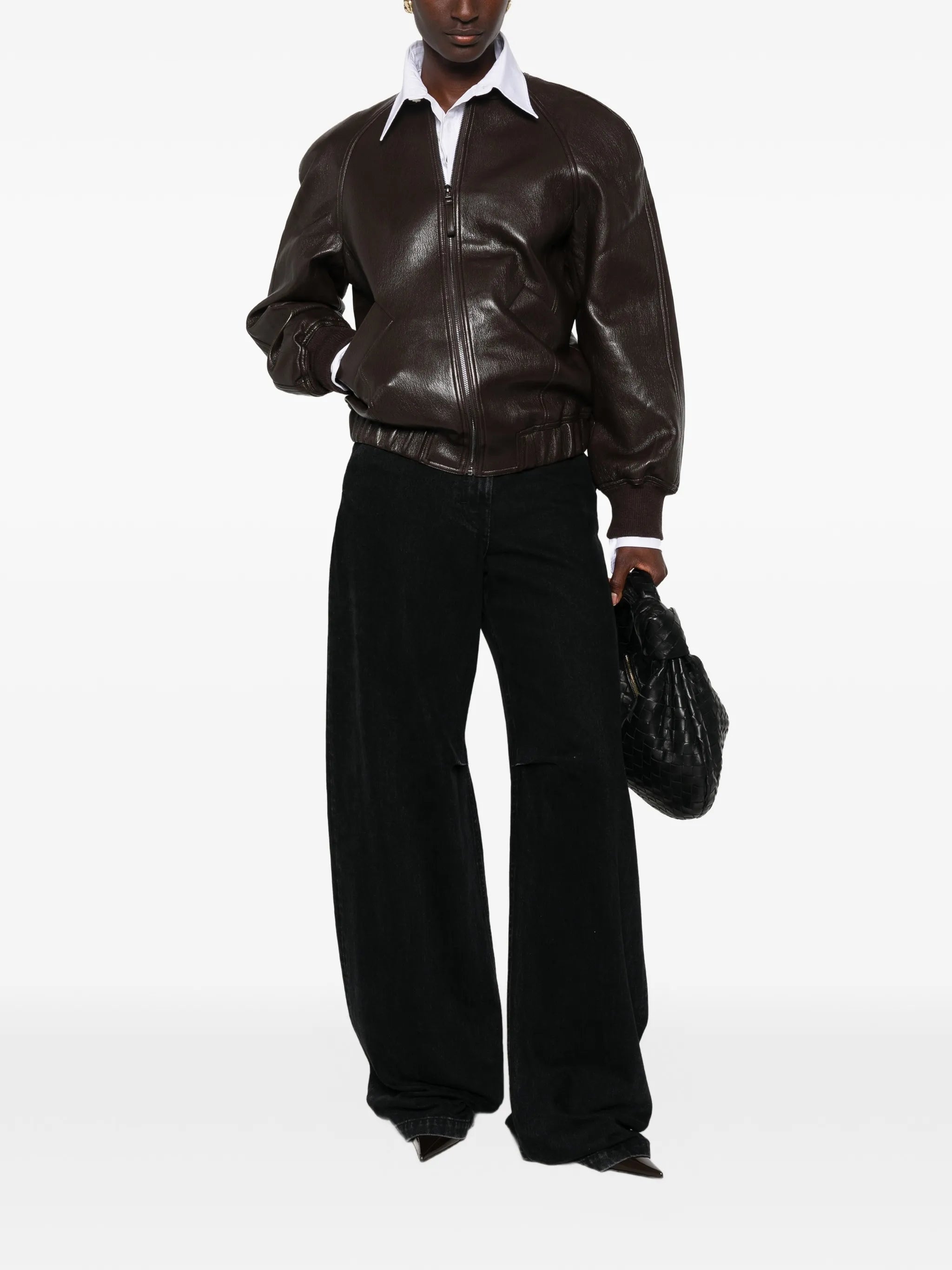 Alena faux-leather bomber jacket