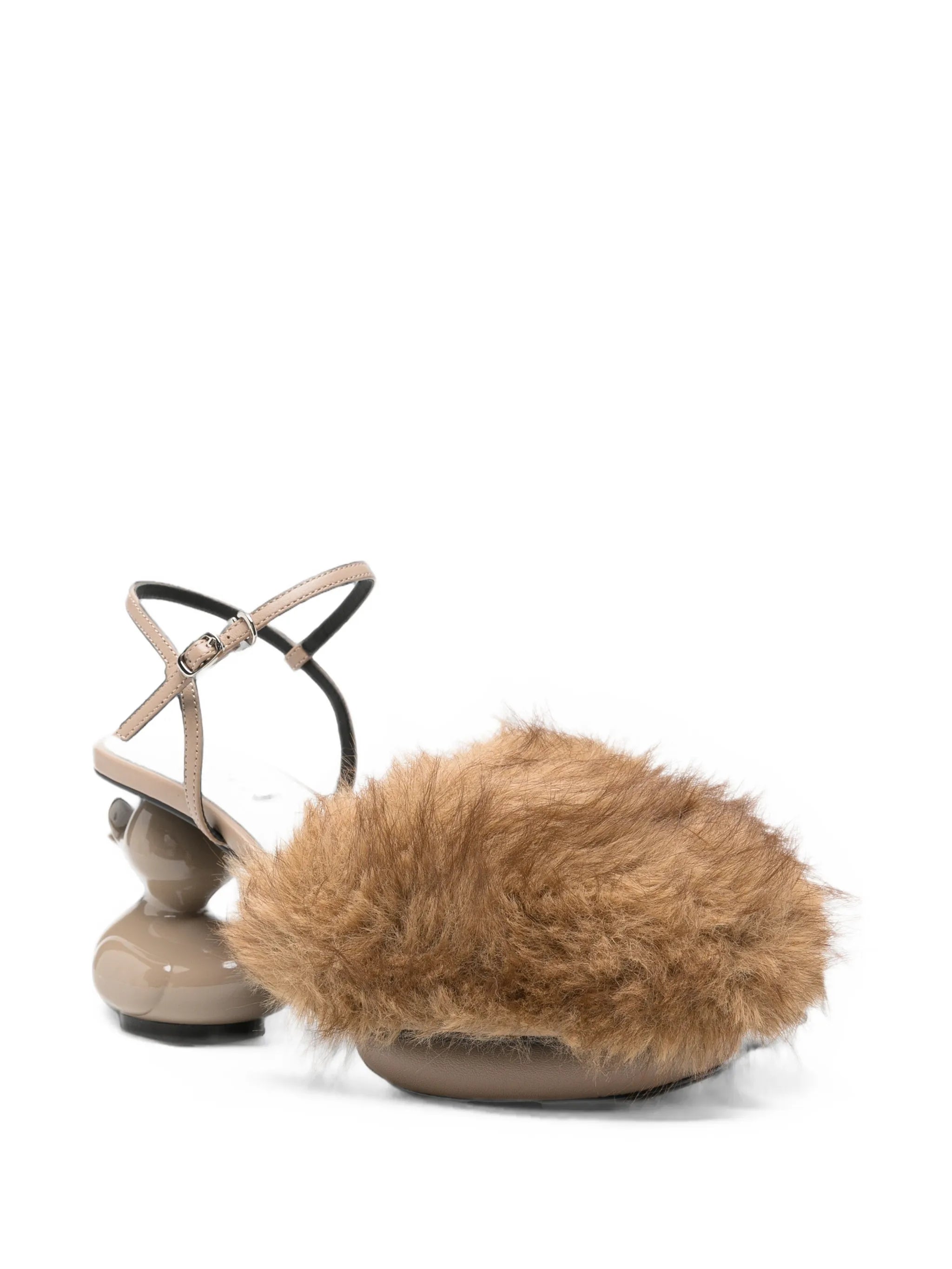 faux-fur duck-heel sandals