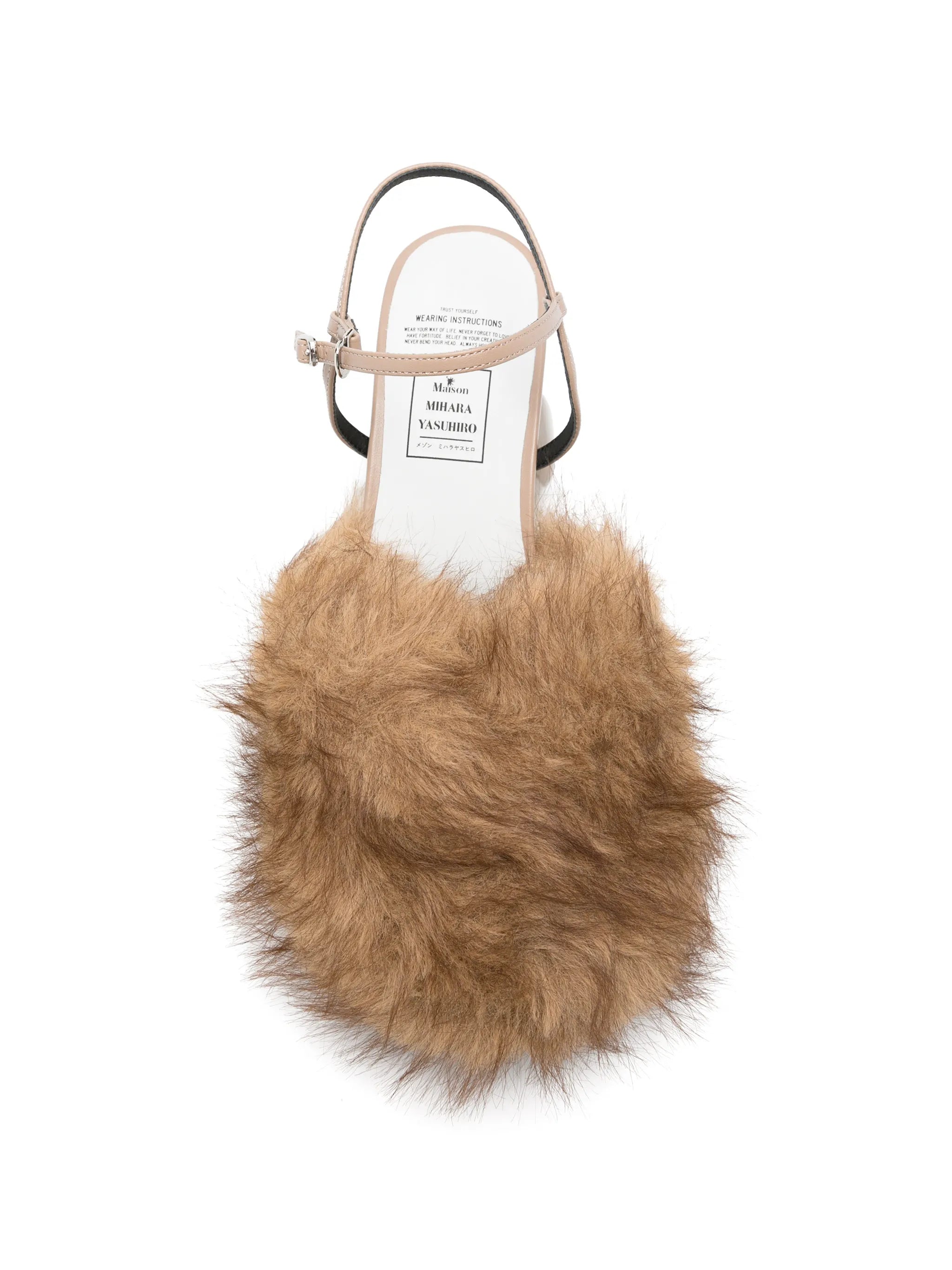 faux-fur duck-heel sandals