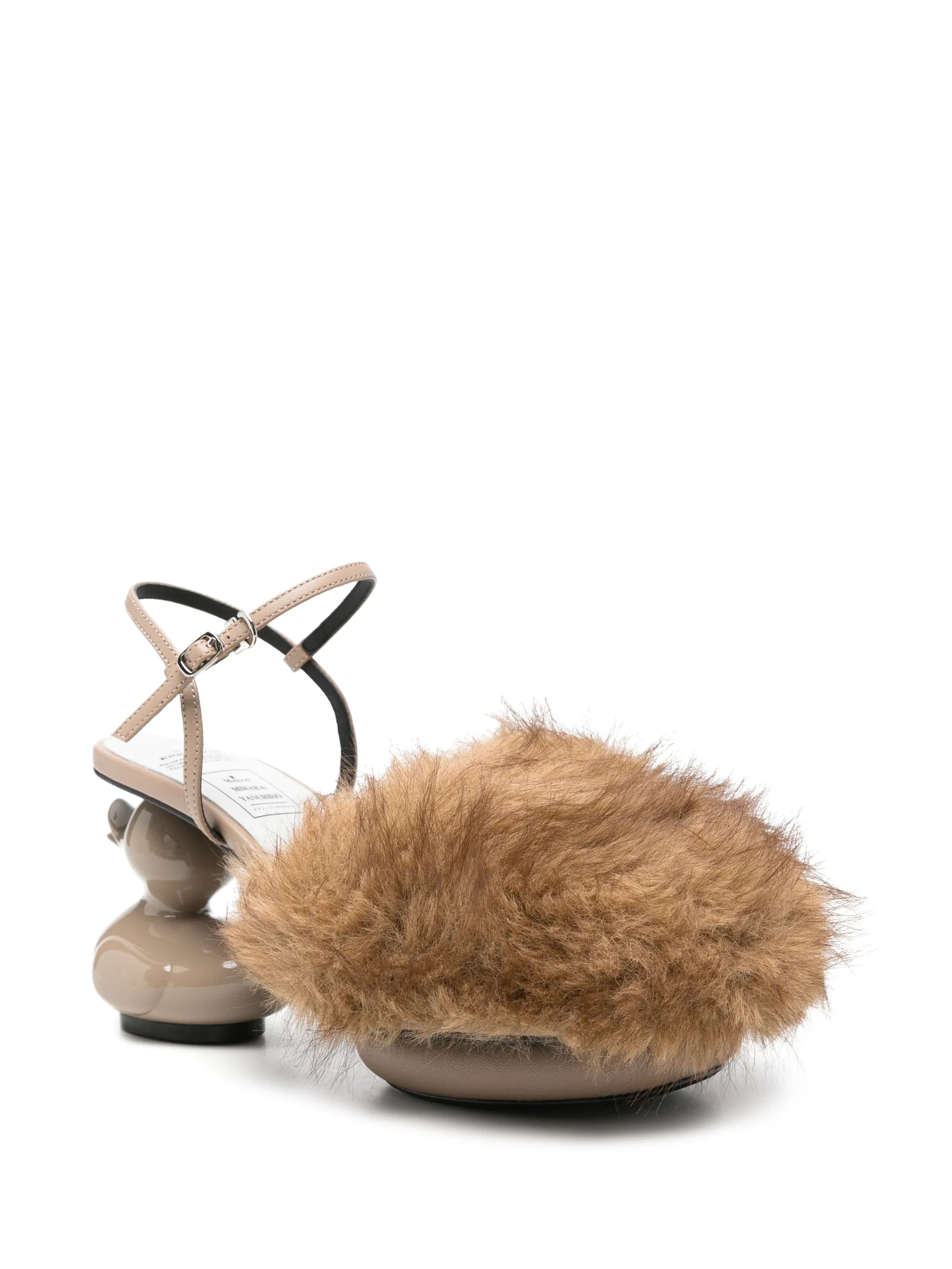 faux-fur duck-heel sandals