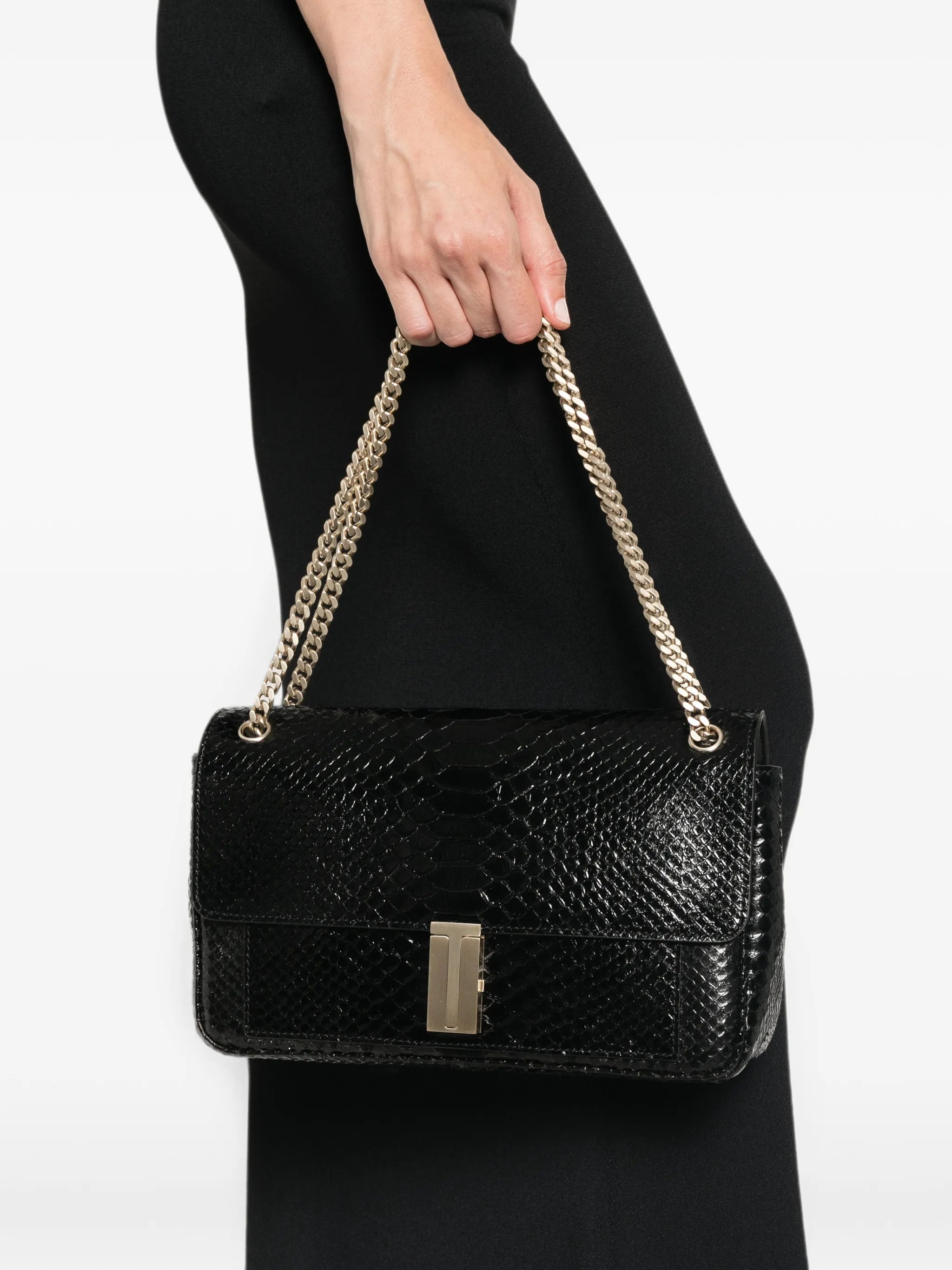 T-twist snakeskin-effect shoulder bag