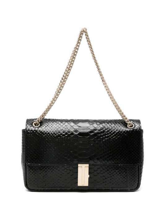 T-twist snakeskin-effect shoulder bag