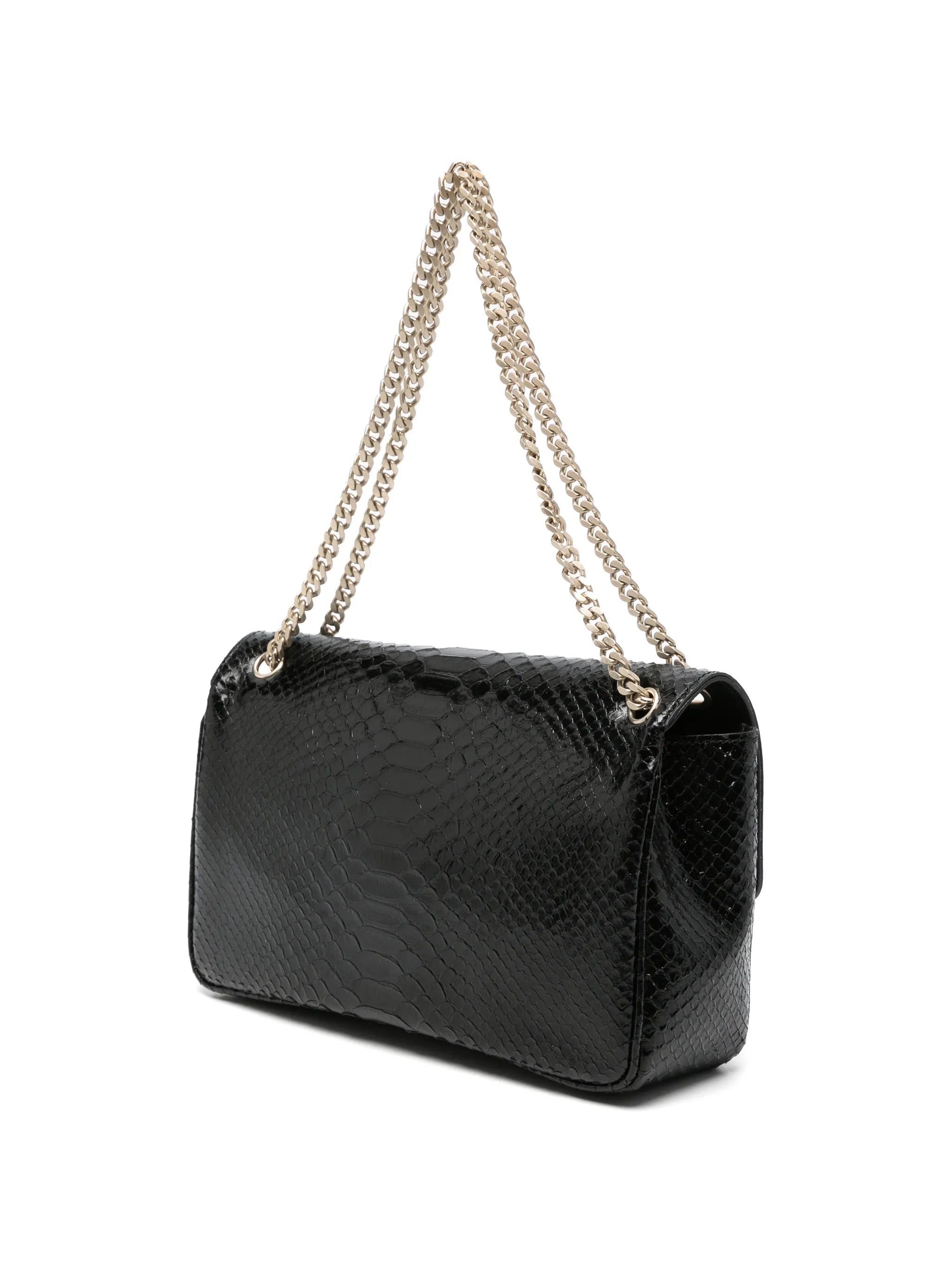 T-twist snakeskin-effect shoulder bag