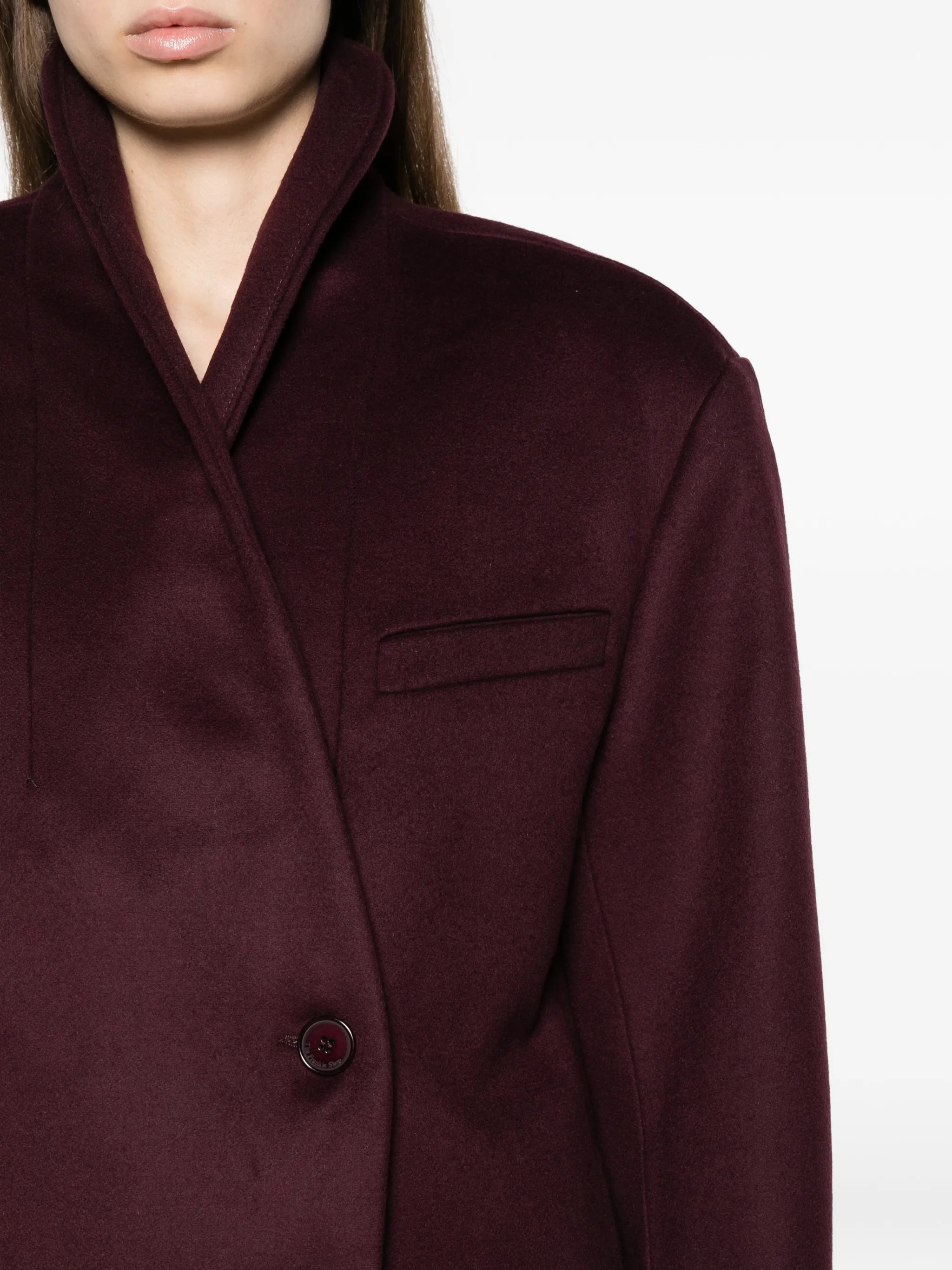 Brea collarless coat - burgundy